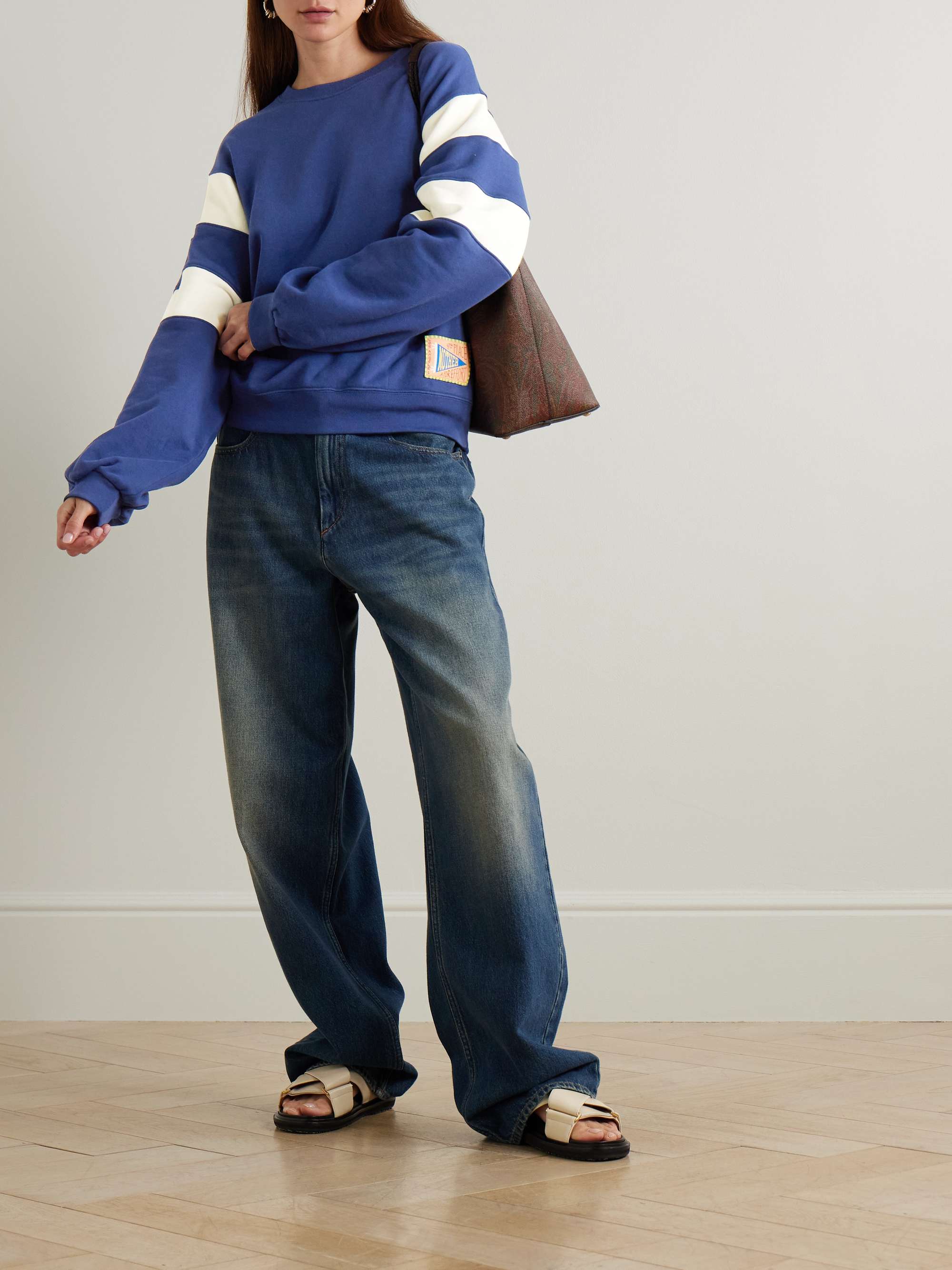 The Drop Square Inset oversized striped cotton-jersey sweatshirt view