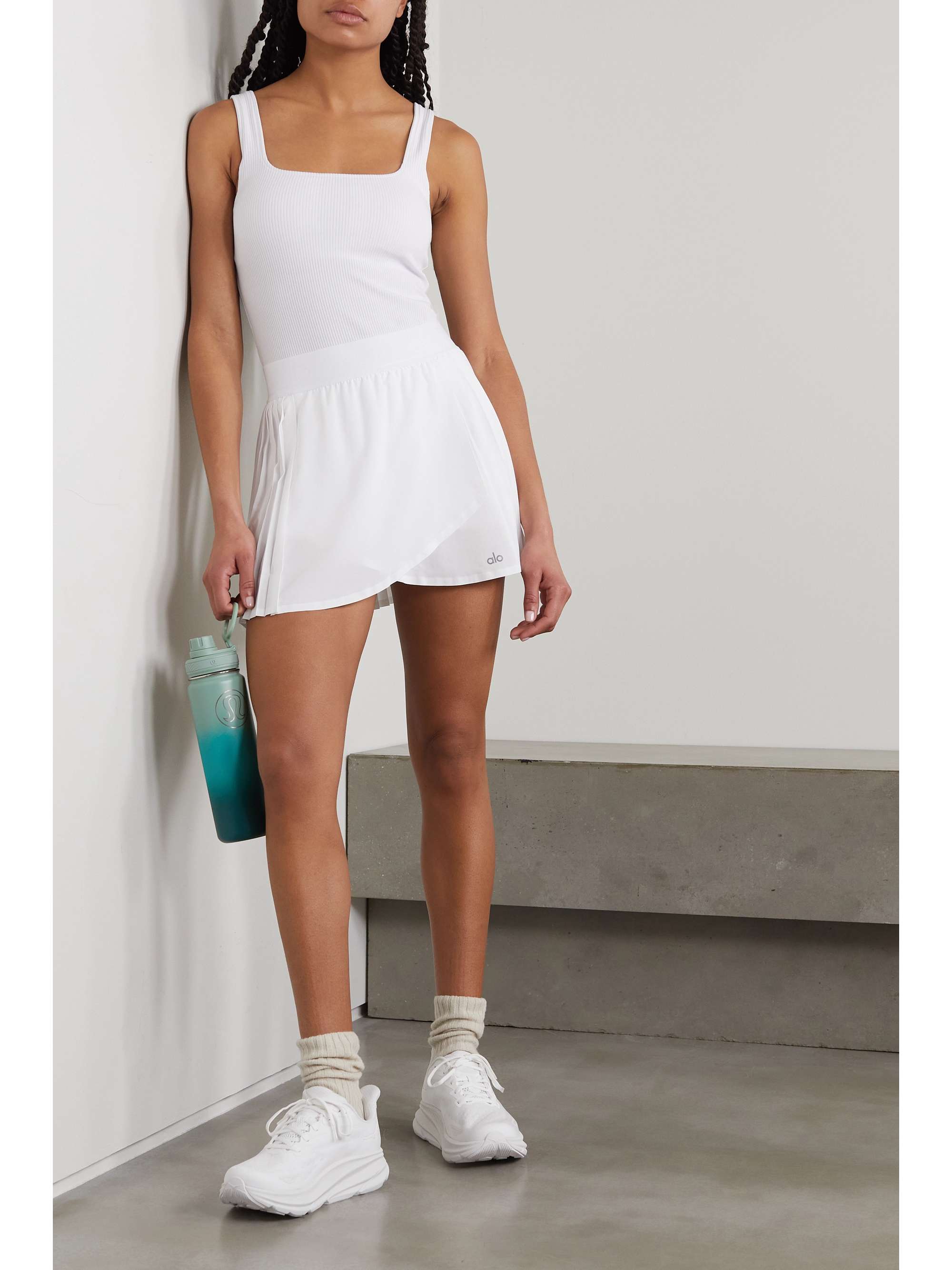 Aces wrap-effect pleated stretch tennis skirt view