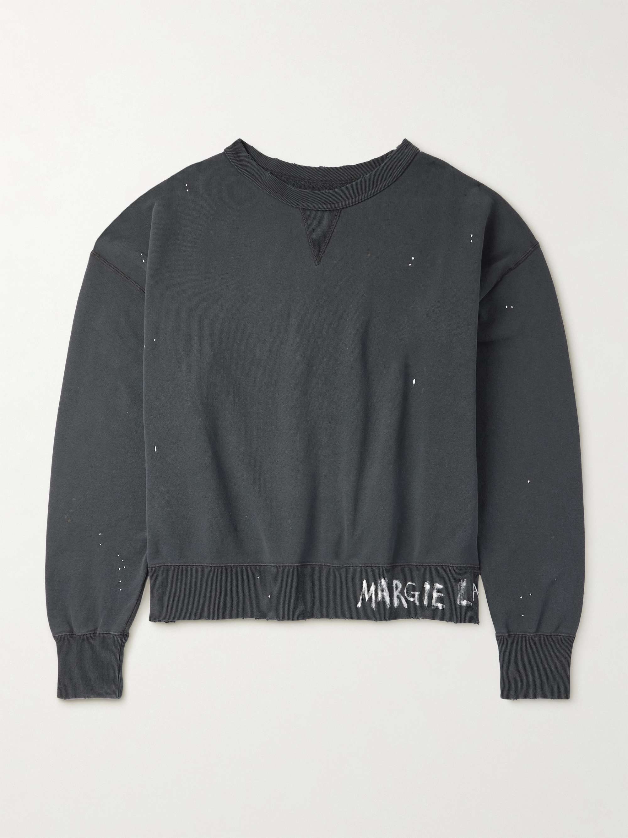 Cropped Paint-Splattered Cotton-Jersey Sweatshirt view