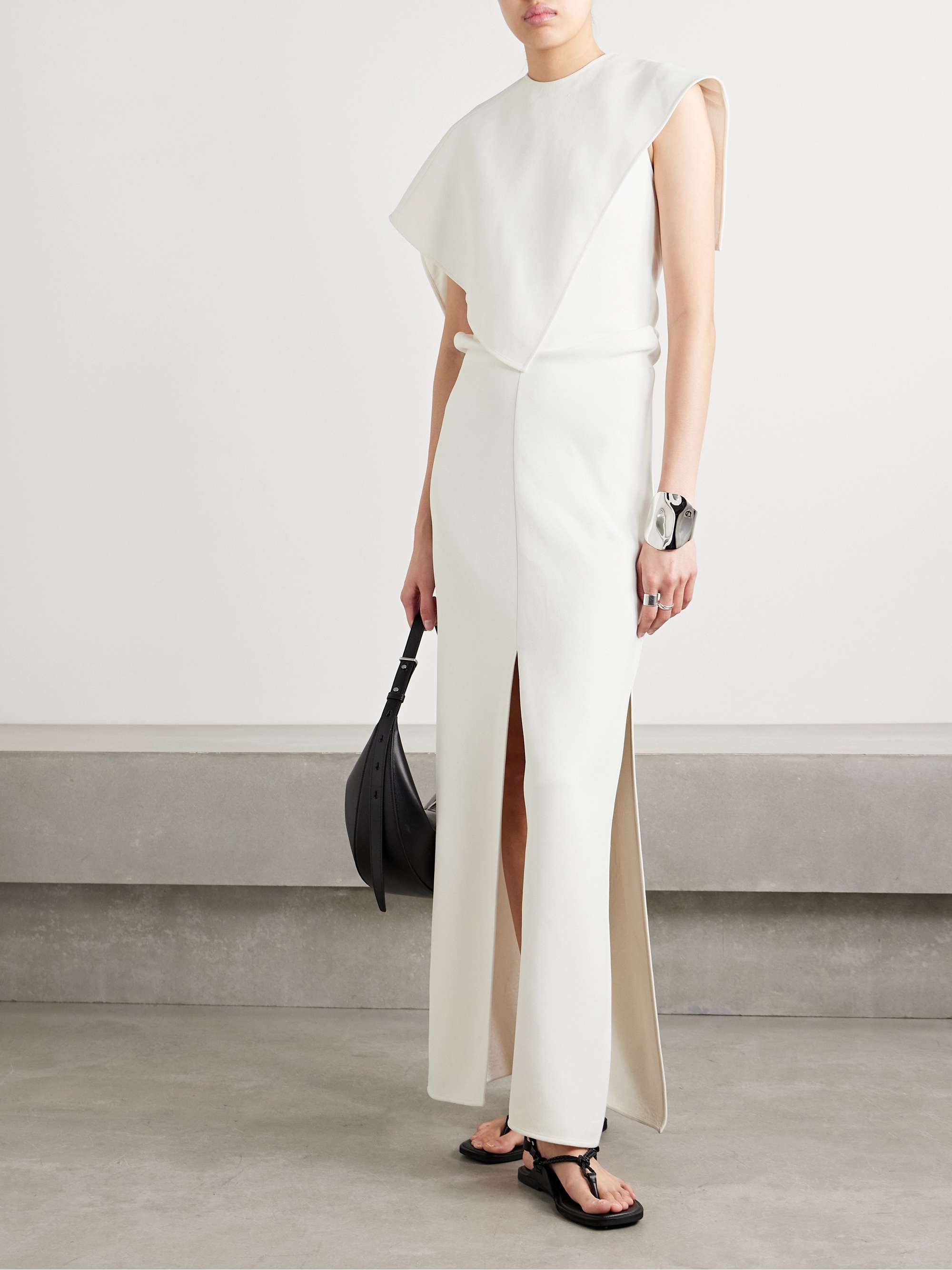 Selene asymmetric draped stretch-crepe maxi dress view