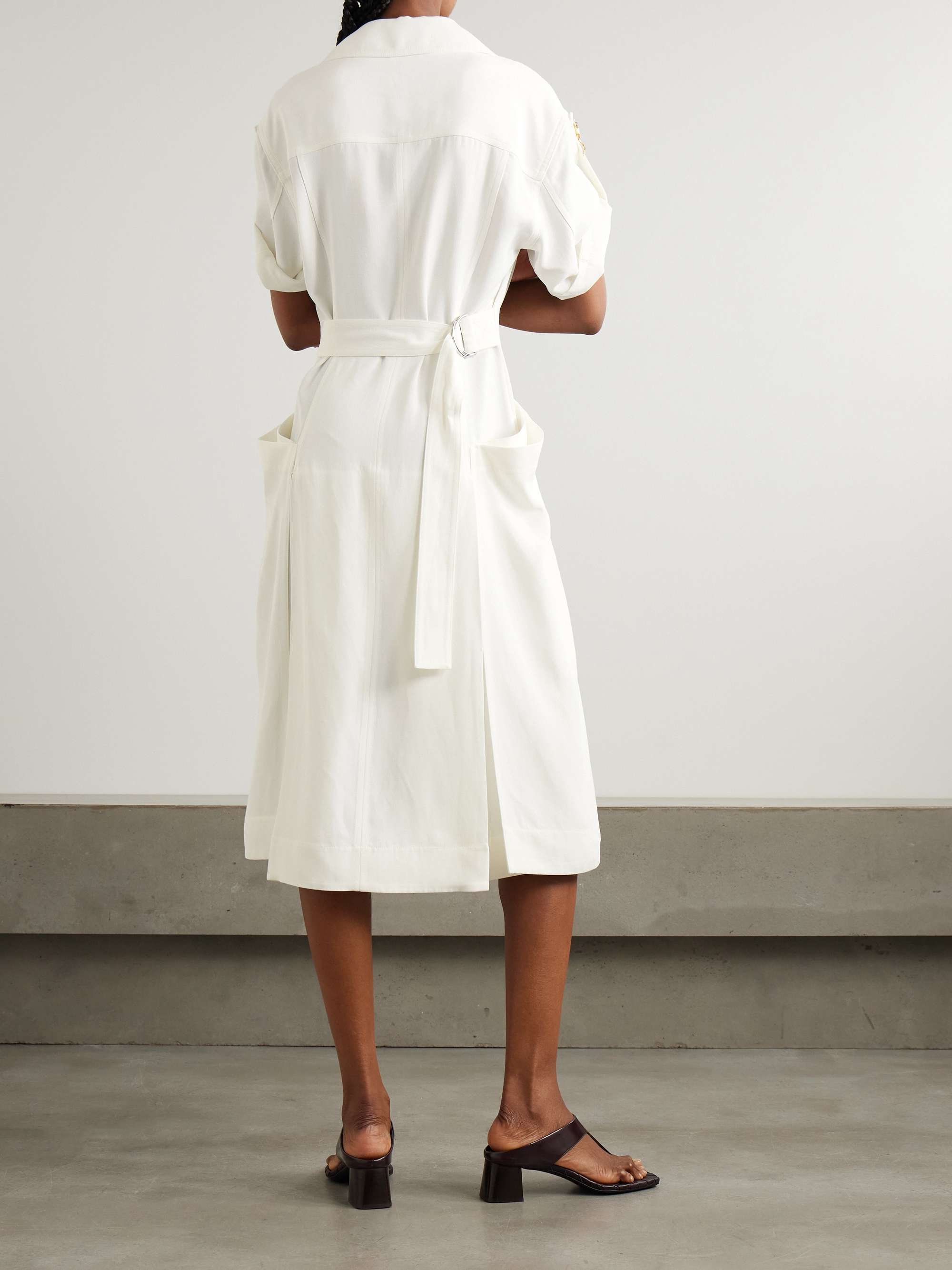 Embellished pleated woven midi dress view