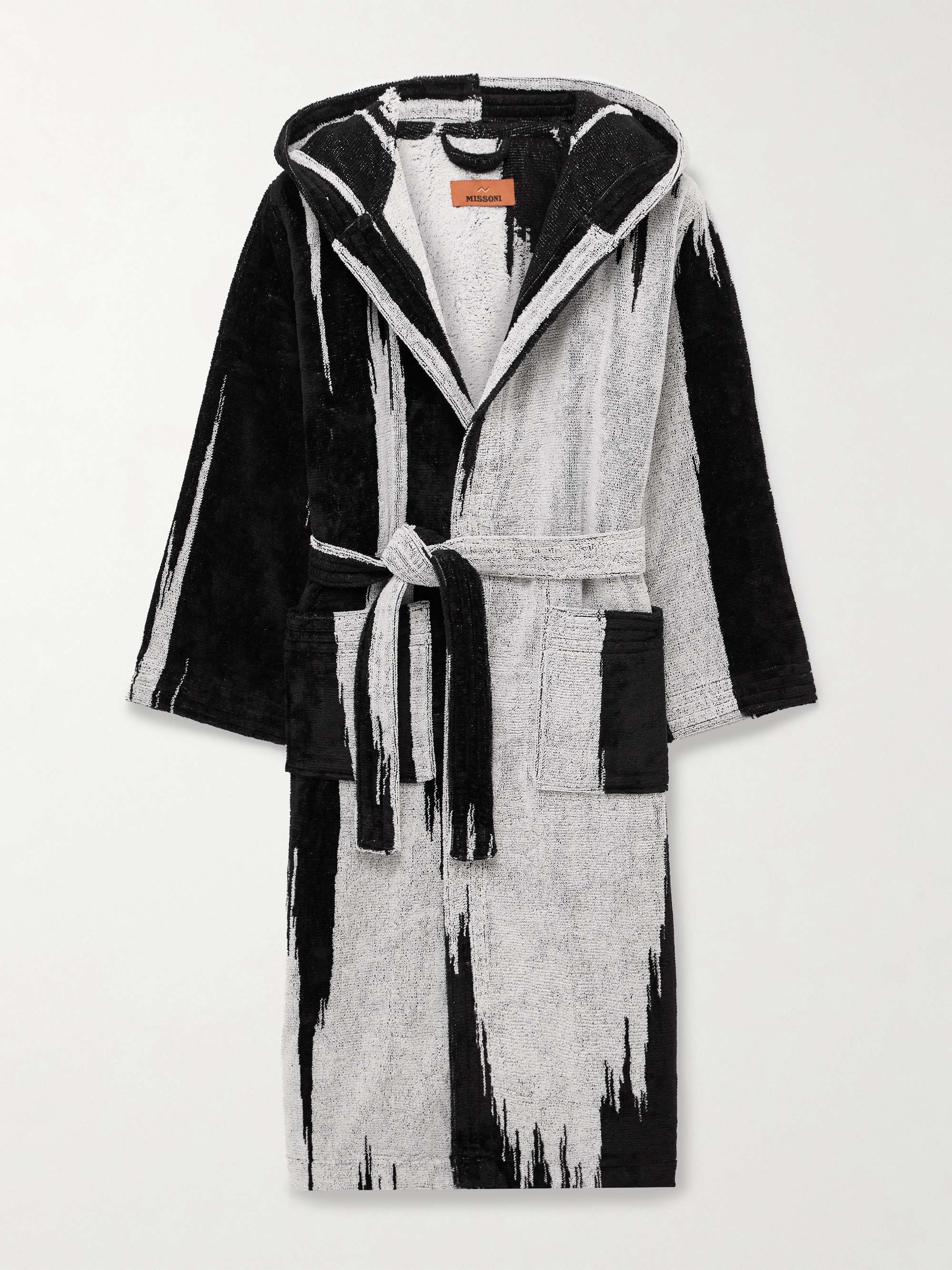 Skunk Belted Cotton-Terry Hooded Robe view