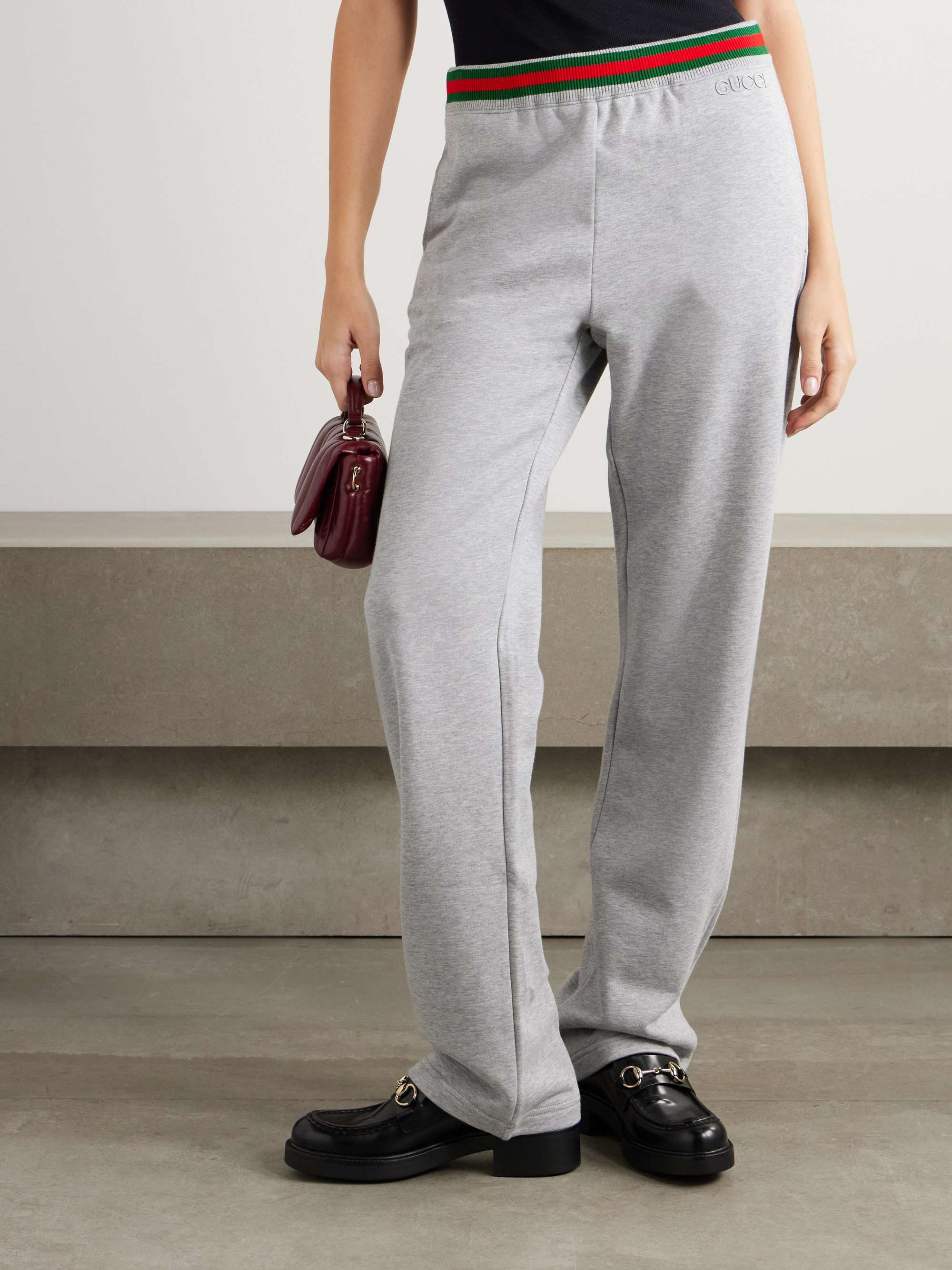 Appliquéd striped cotton-jersey track pants view