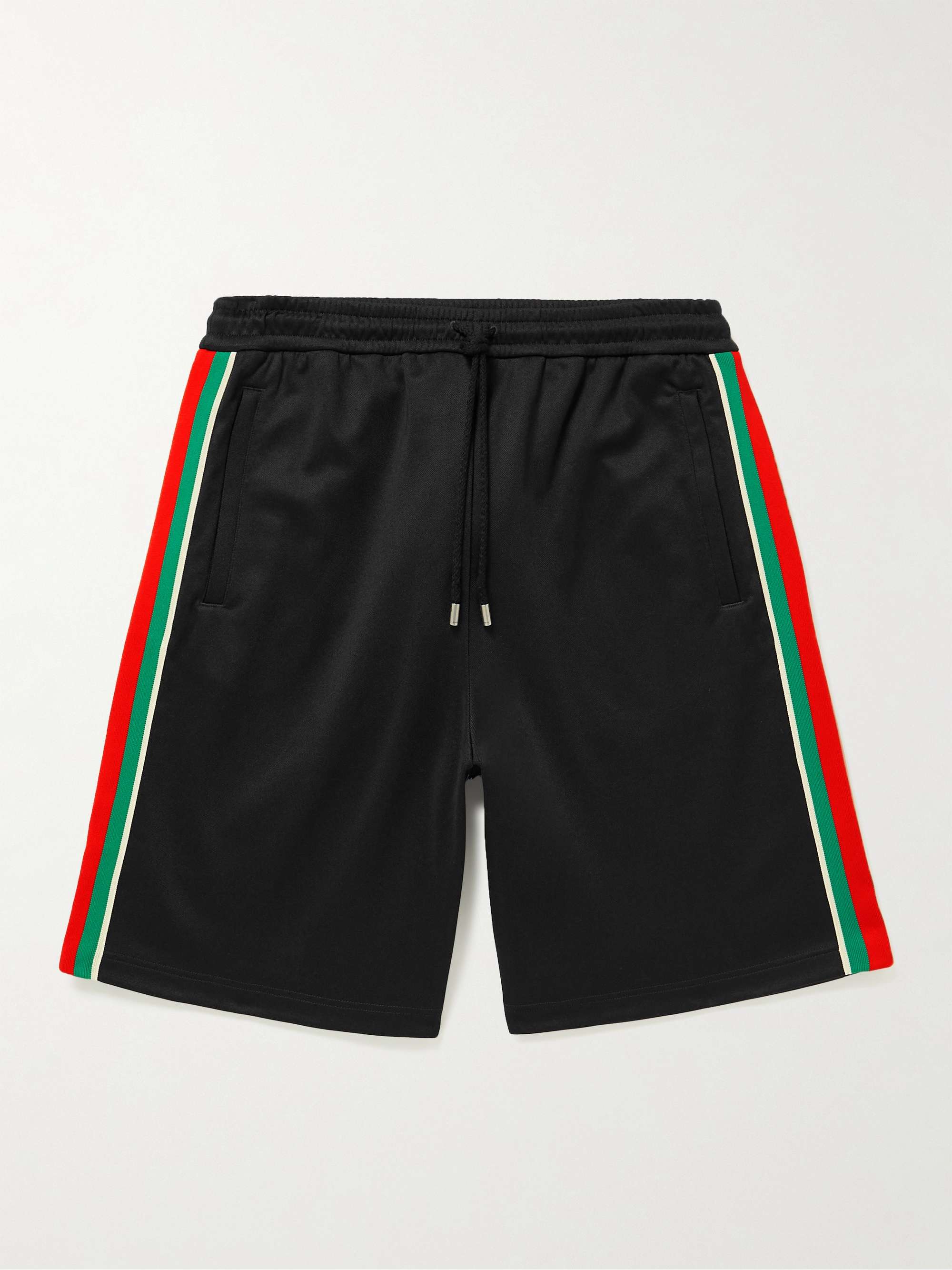 Straight-Leg Webbing-Trimmed Tech-Jersey Drawstring Shorts view