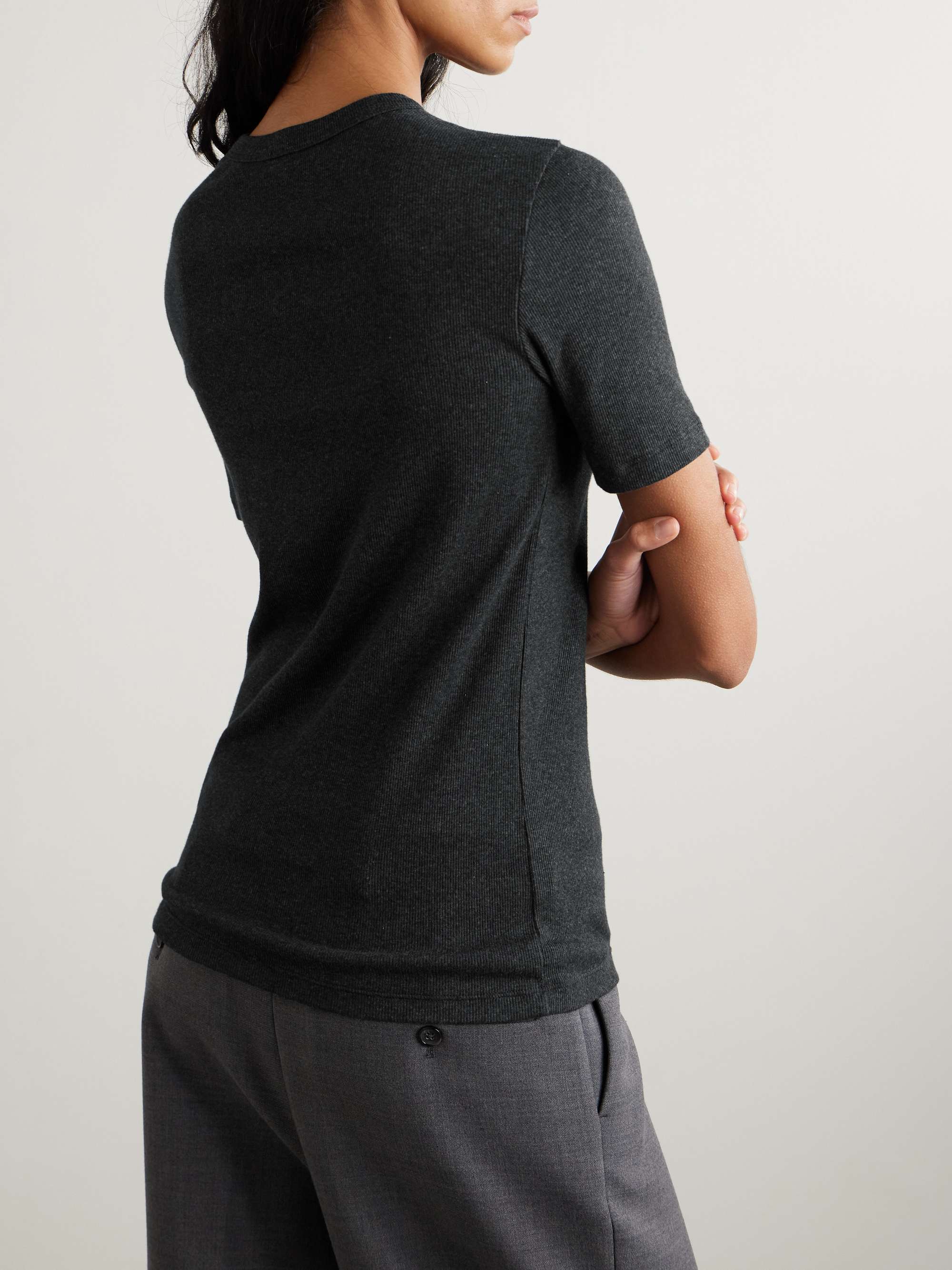 Ribbed stretch organic cotton-jersey T-shirt view