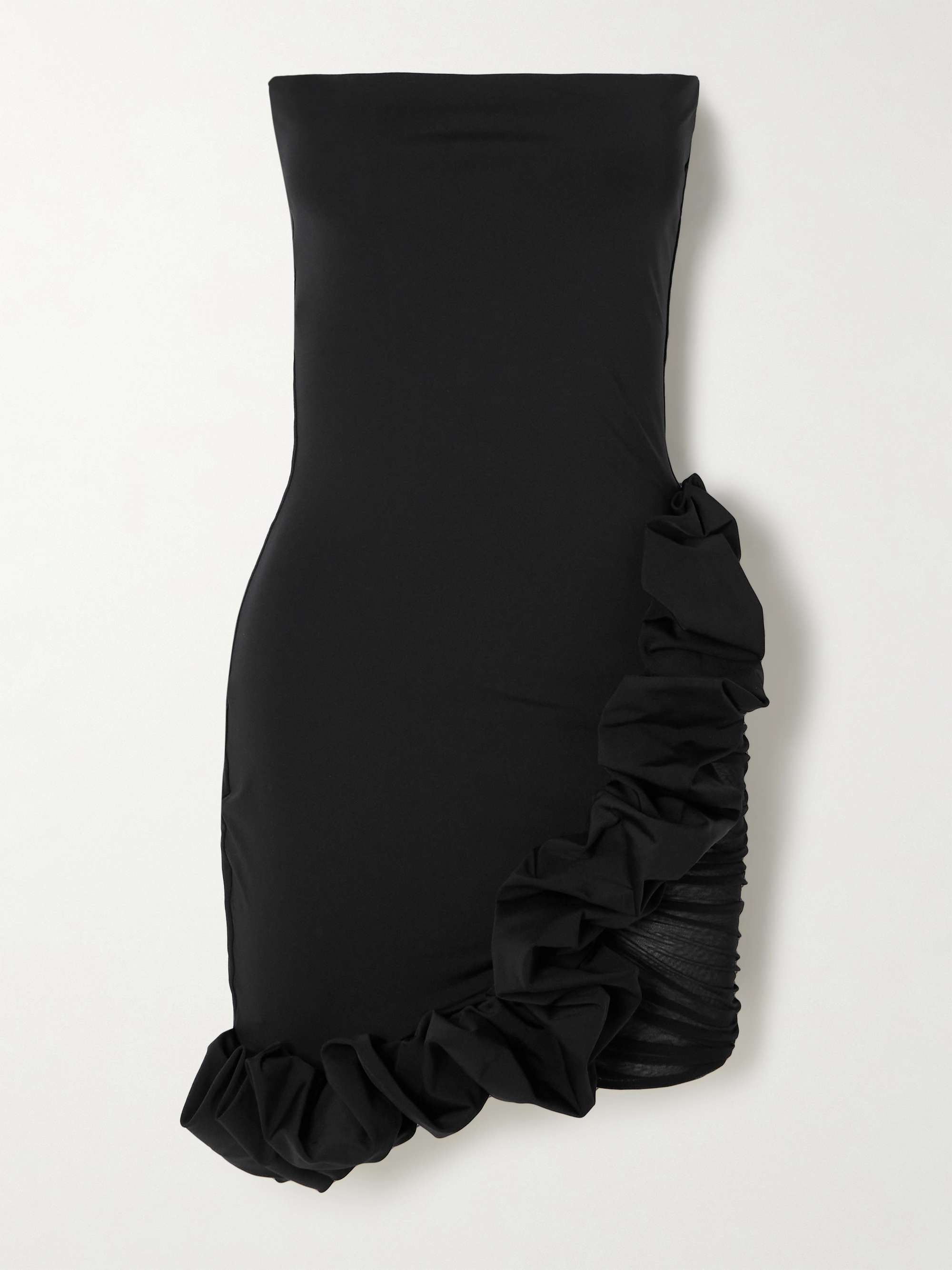 Chari strapless tulle-trimmed ruffled stretch-jersey mini dress view