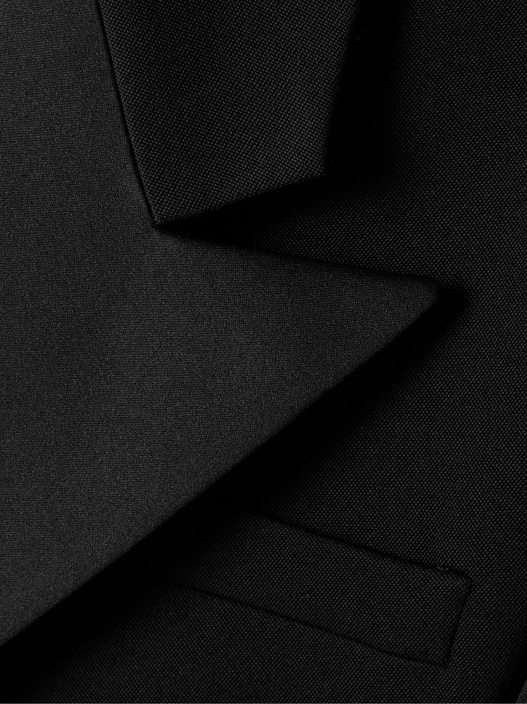 Double-breasted twill-trimmed grain de poudre wool blazer view
