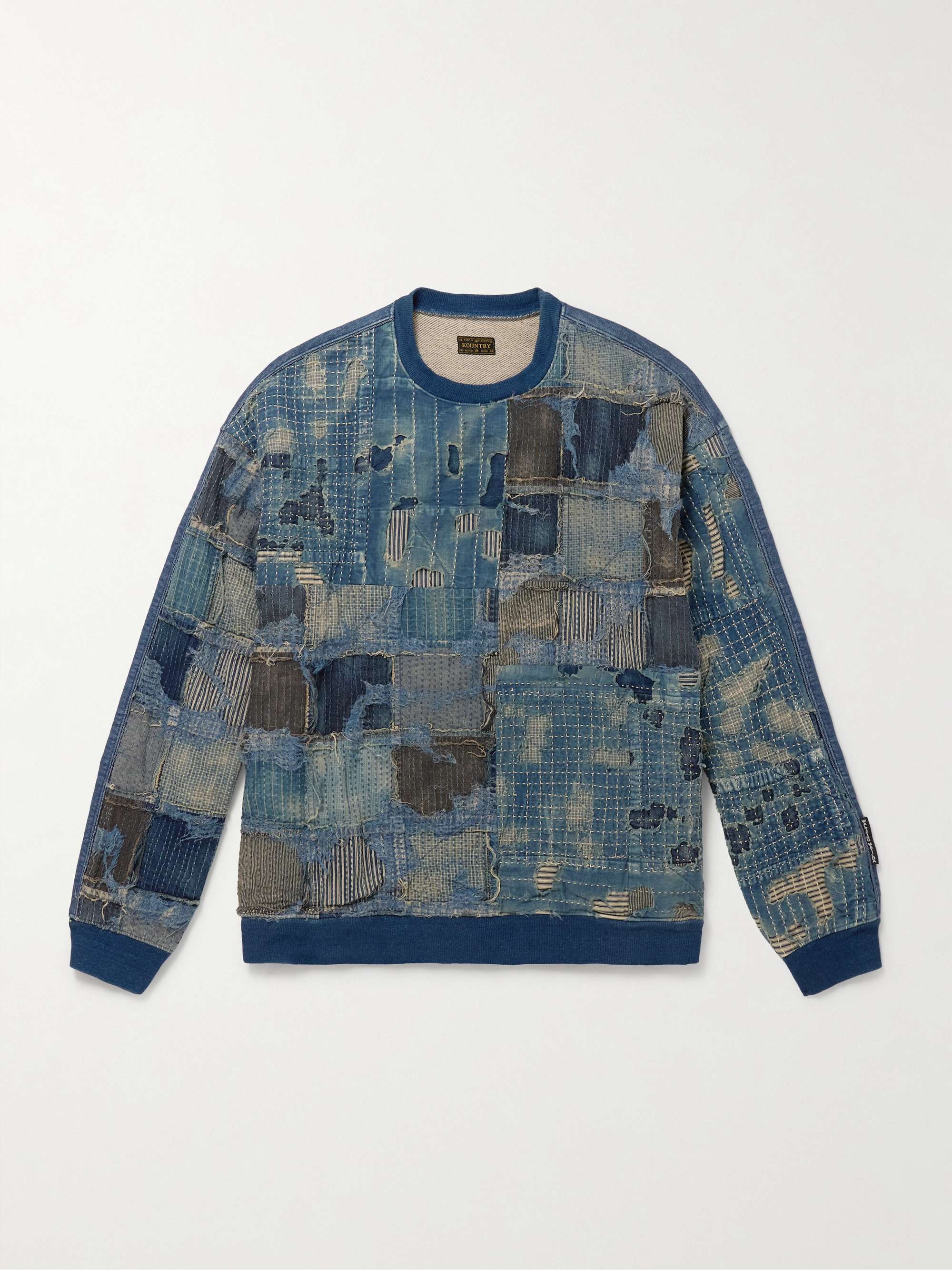 Boro Distressed Patchwork Cotton and Linen-Blend Sweatshirt view