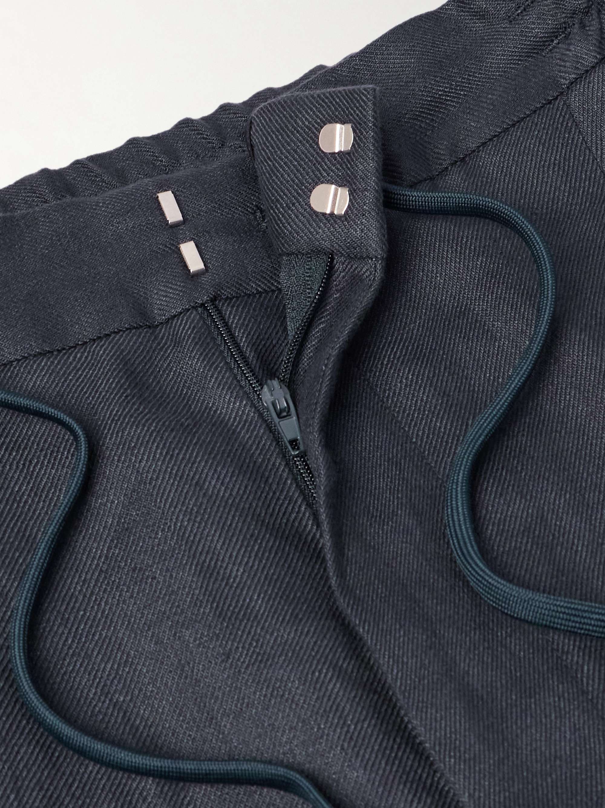 Miami Straight-Leg Pleated Linen-Twill Drawstring Trousers view