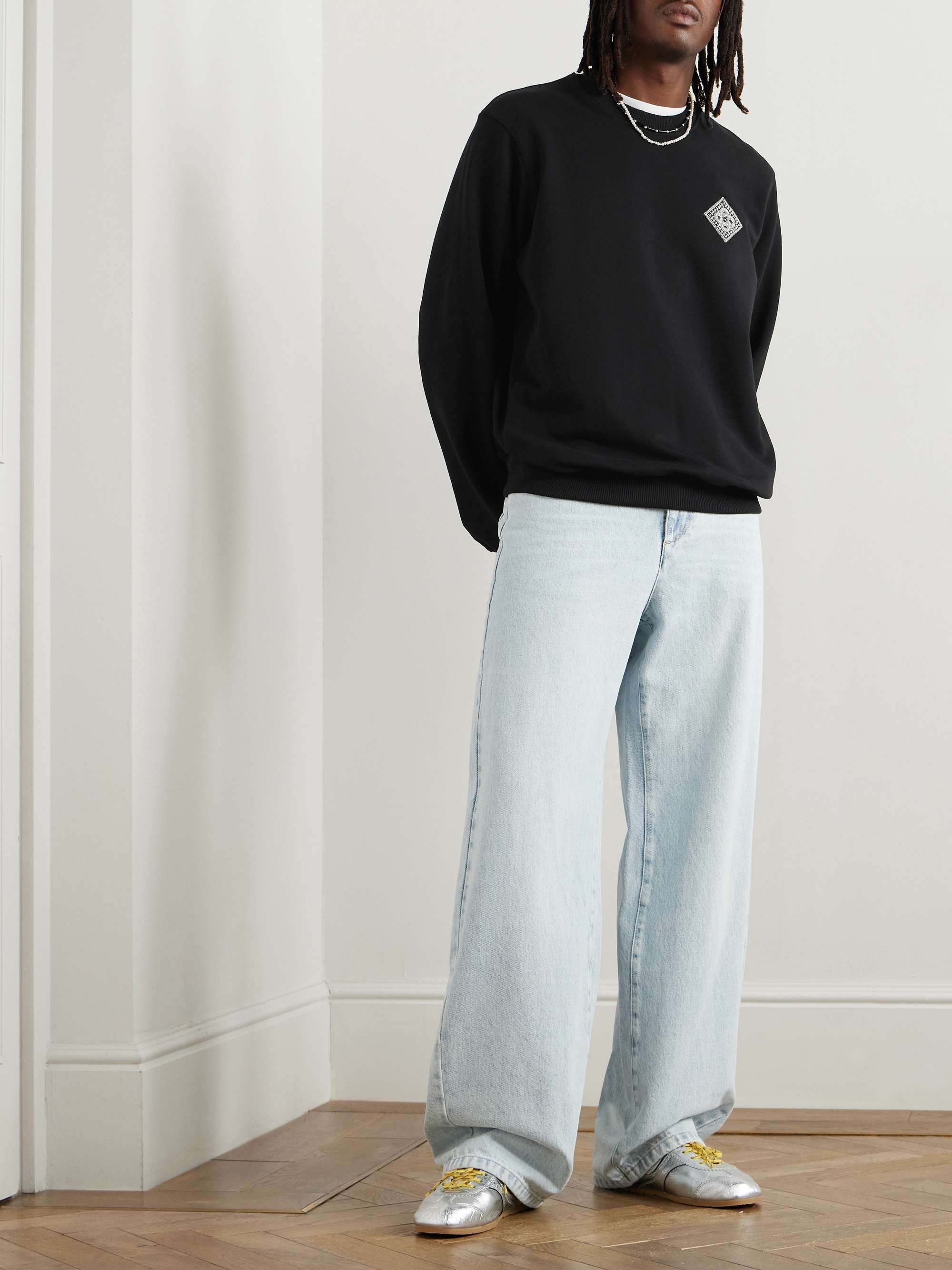 Crystal-Embellished Organic Cotton-Jersey Sweatshirt view