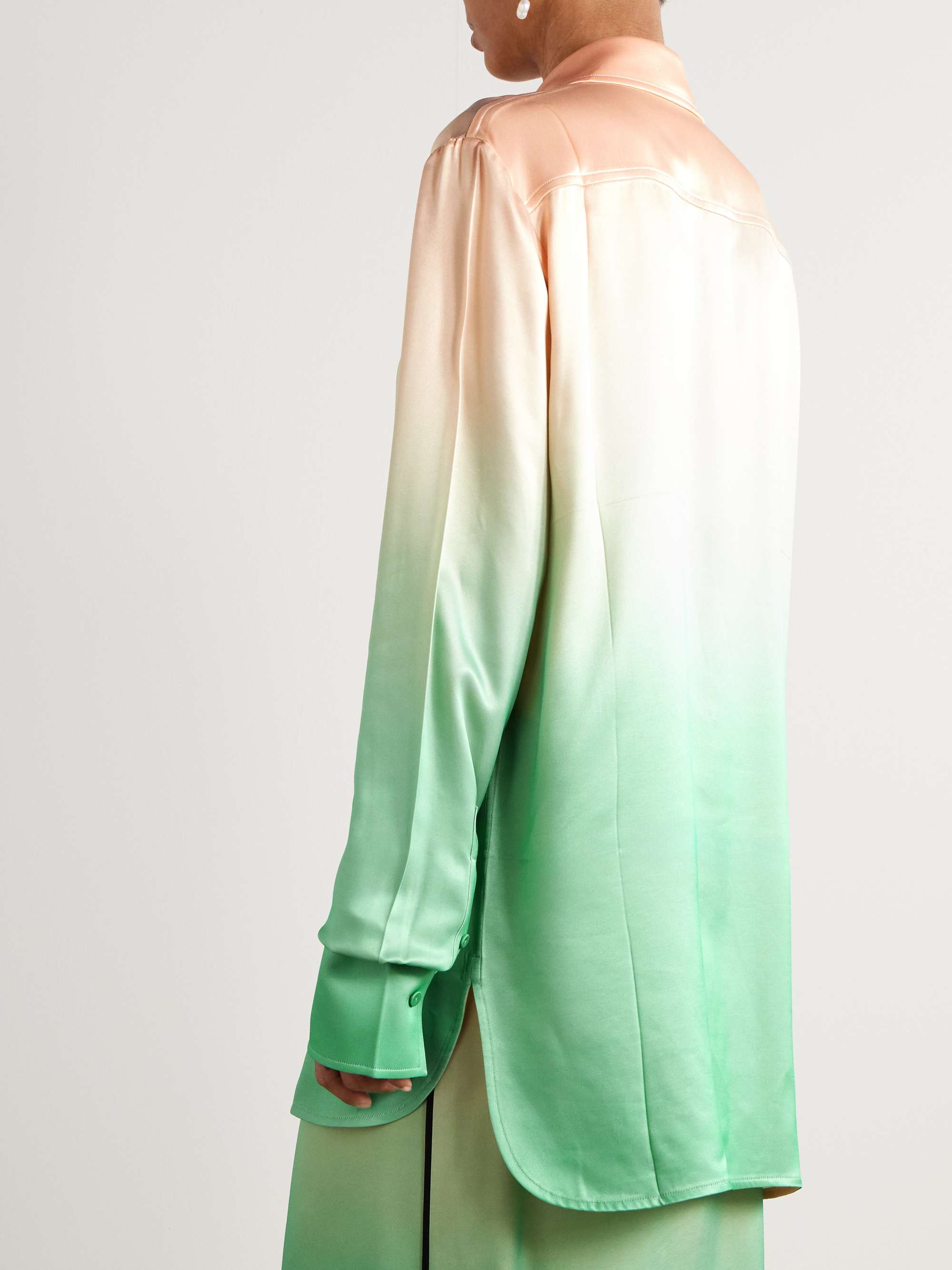 Oversized tie-detailed dégradé satin shirt view