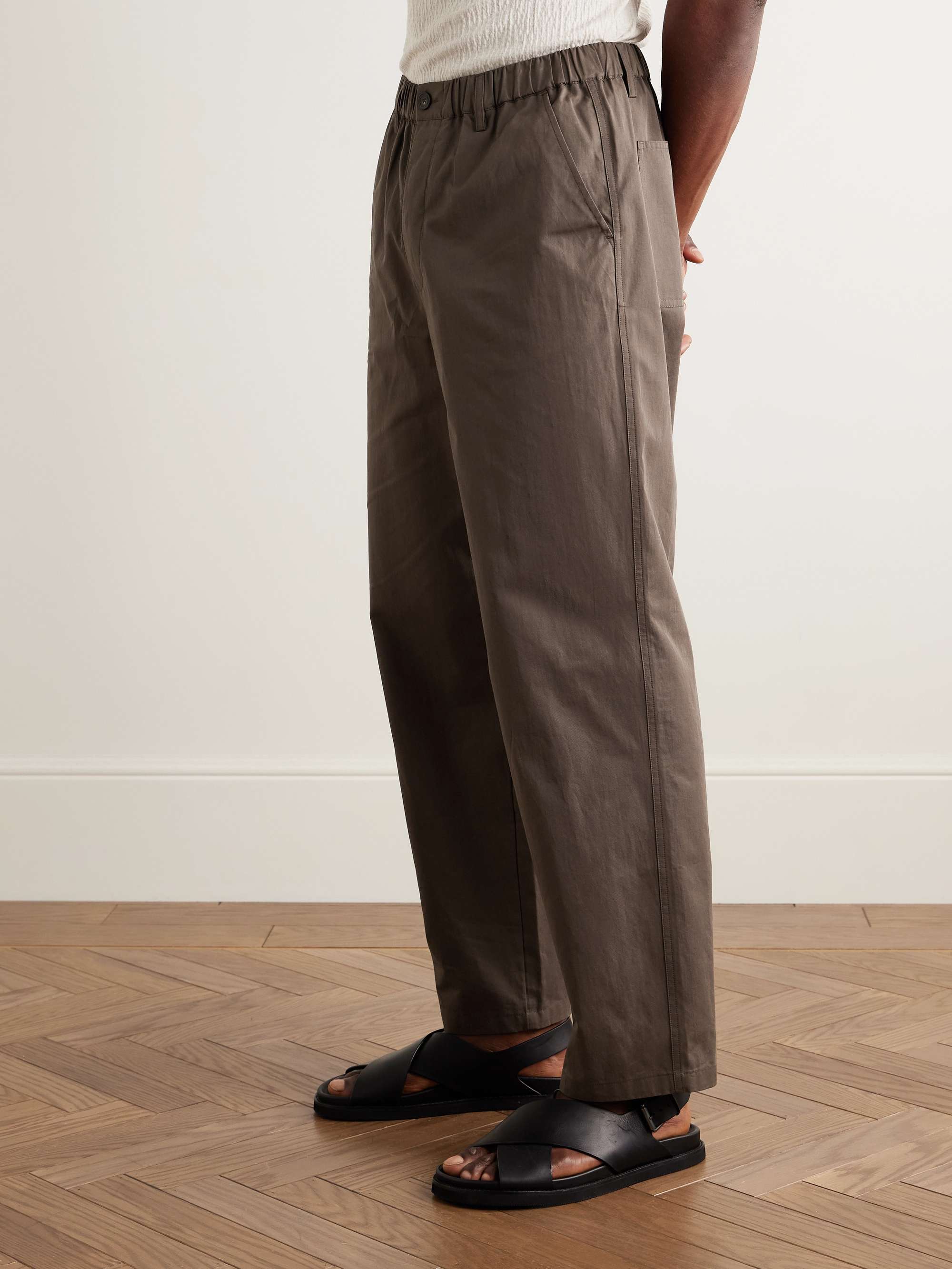 Easy Straight-Leg Cotton-Twill Trousers view