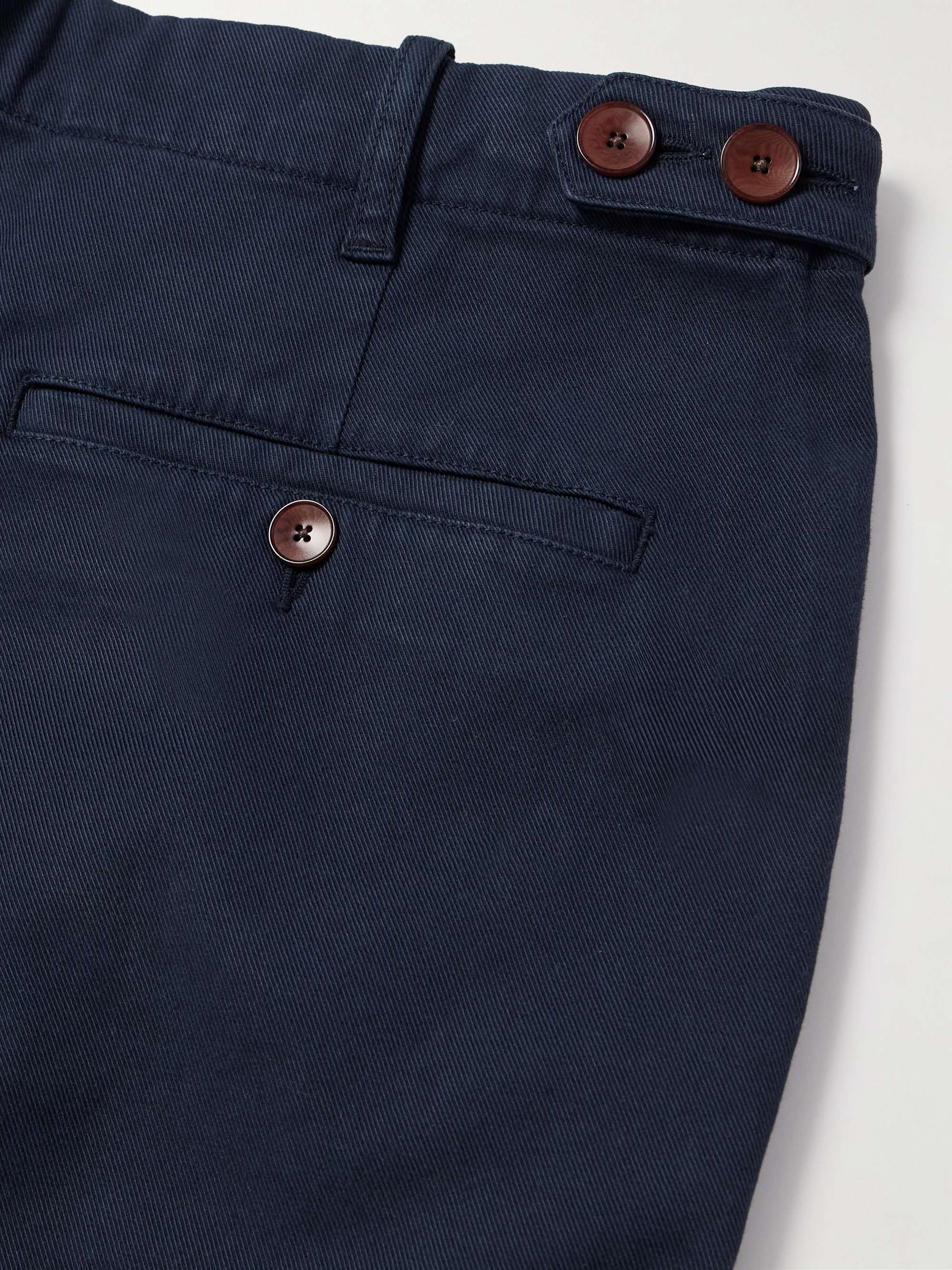 Daniel Tapered Pleated Stretch Organic Cotton-Twill Trousers view