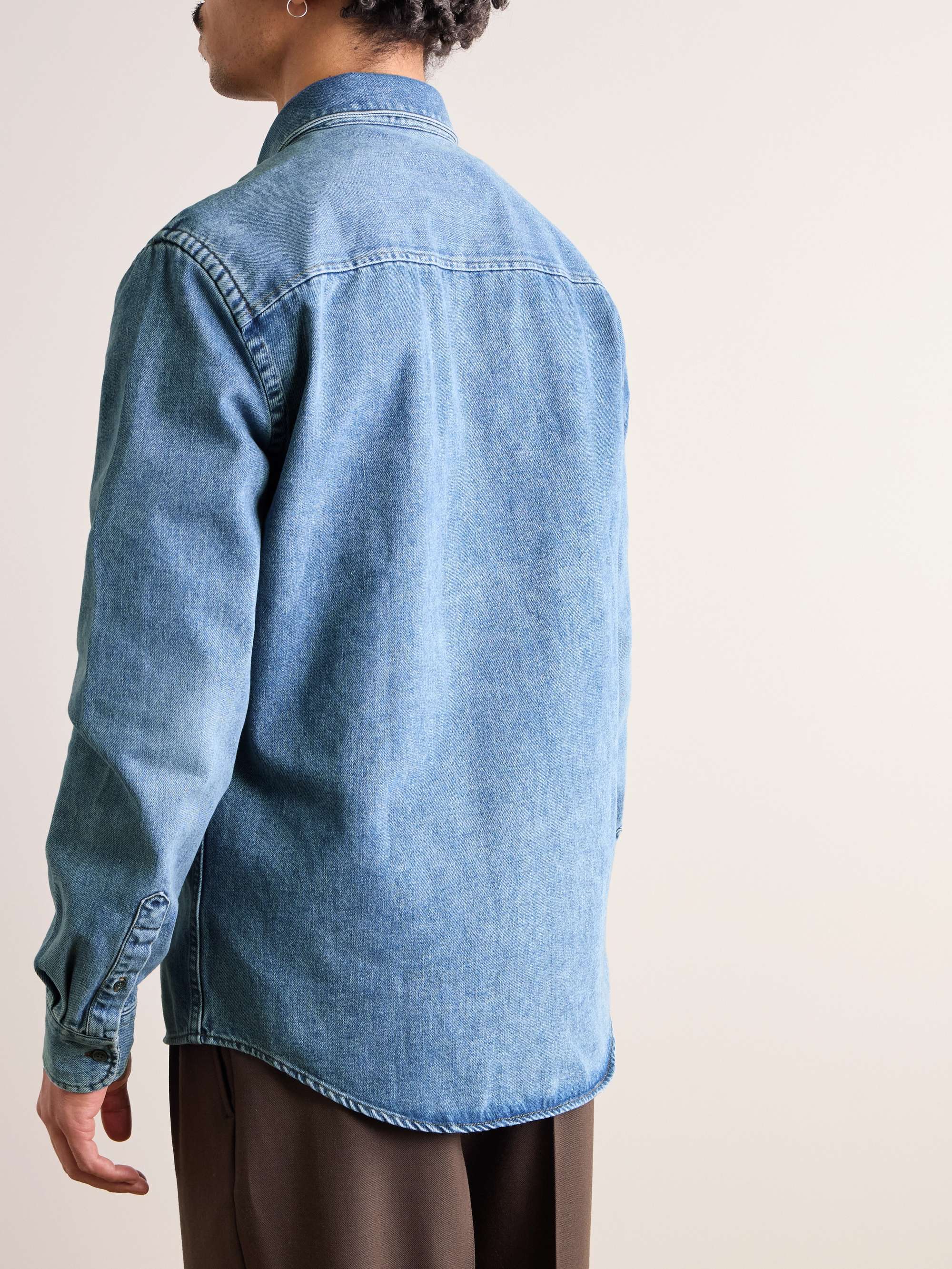 Logo-Embroidered Button-Down Collar Denim Shirt view