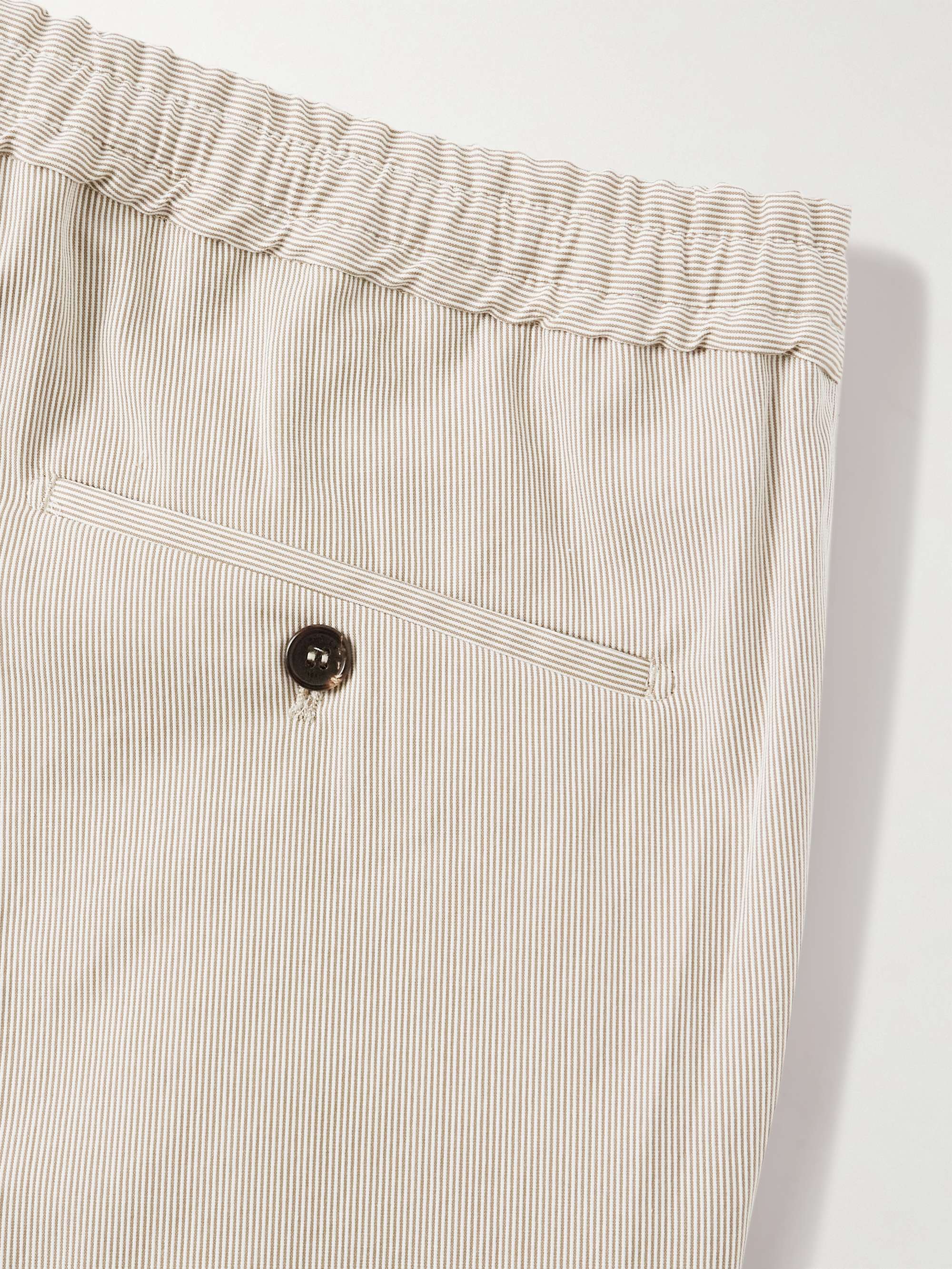 Venezia 1951 Tapered Pleated Striped Cotton Drawstring Trousers view