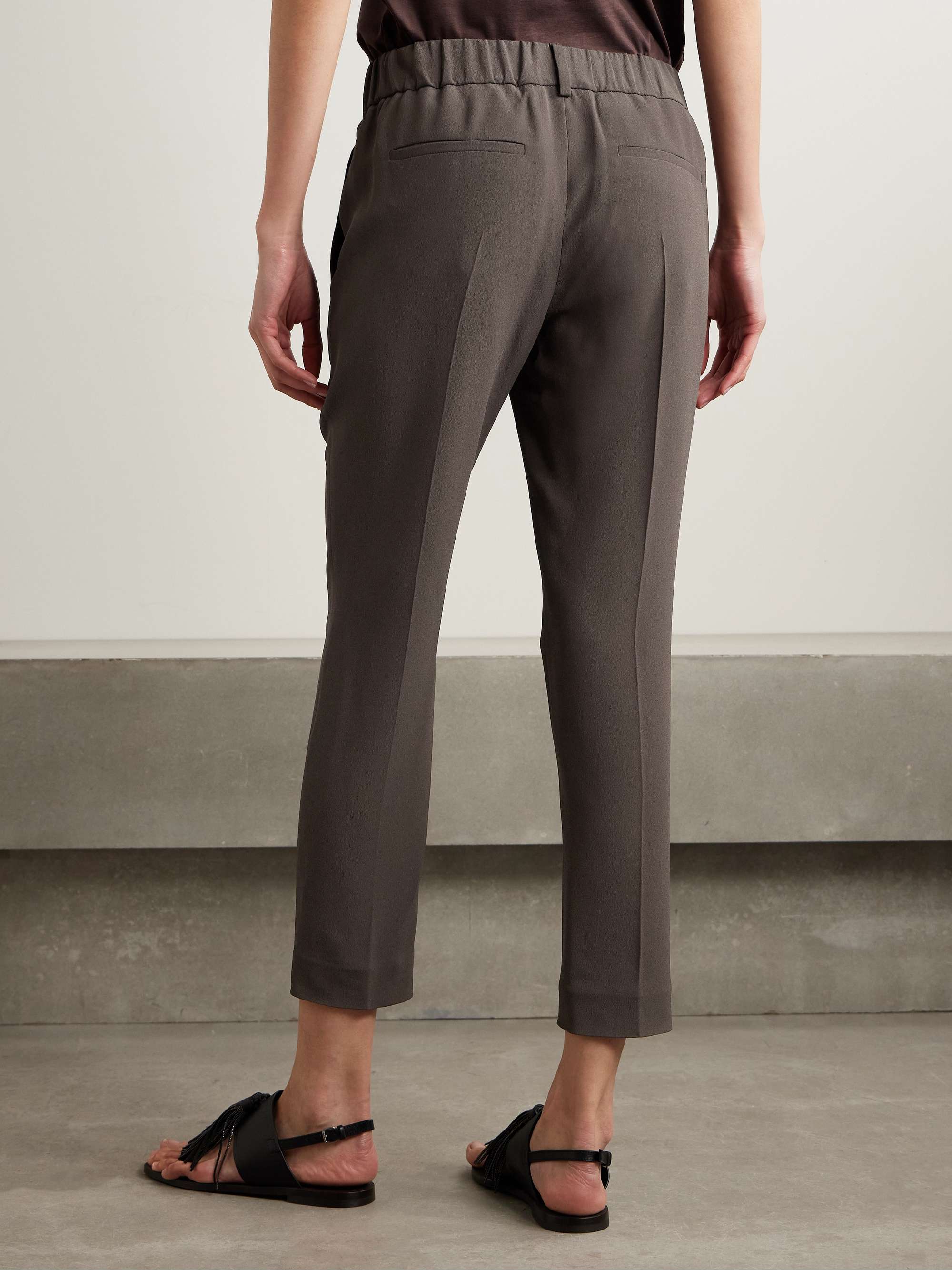 Cropped pleated crepe pants view