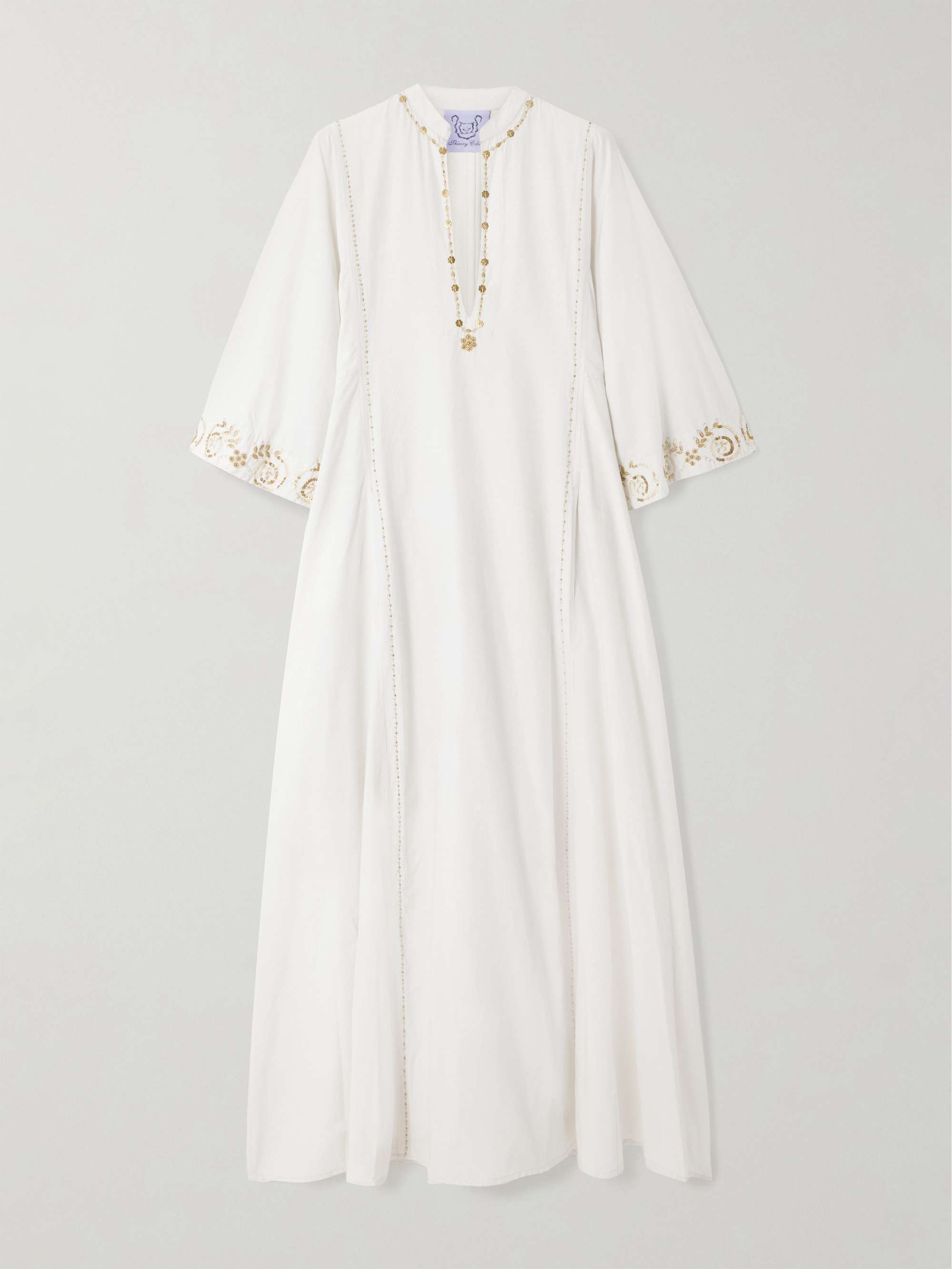 Rachel embellished embroidered cotton and silk-blend kaftan view