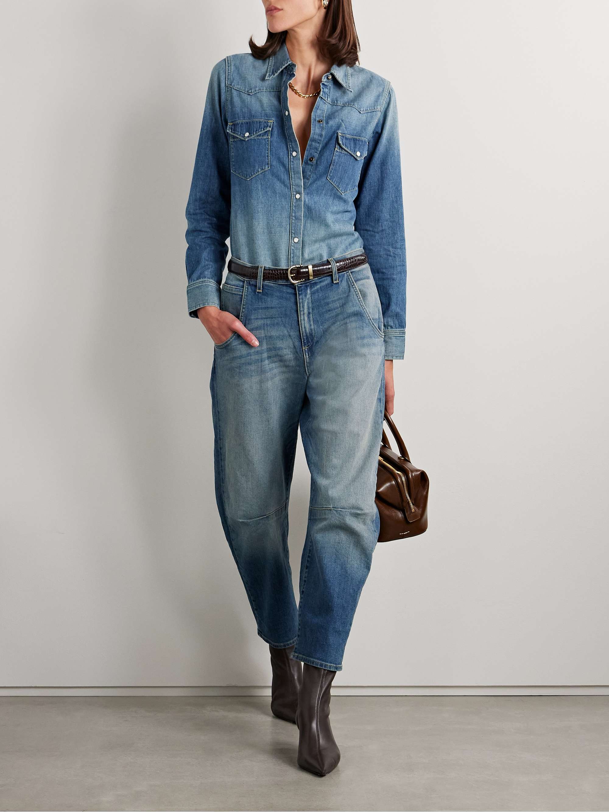 Emerson mid-rise barrel-leg jeans view