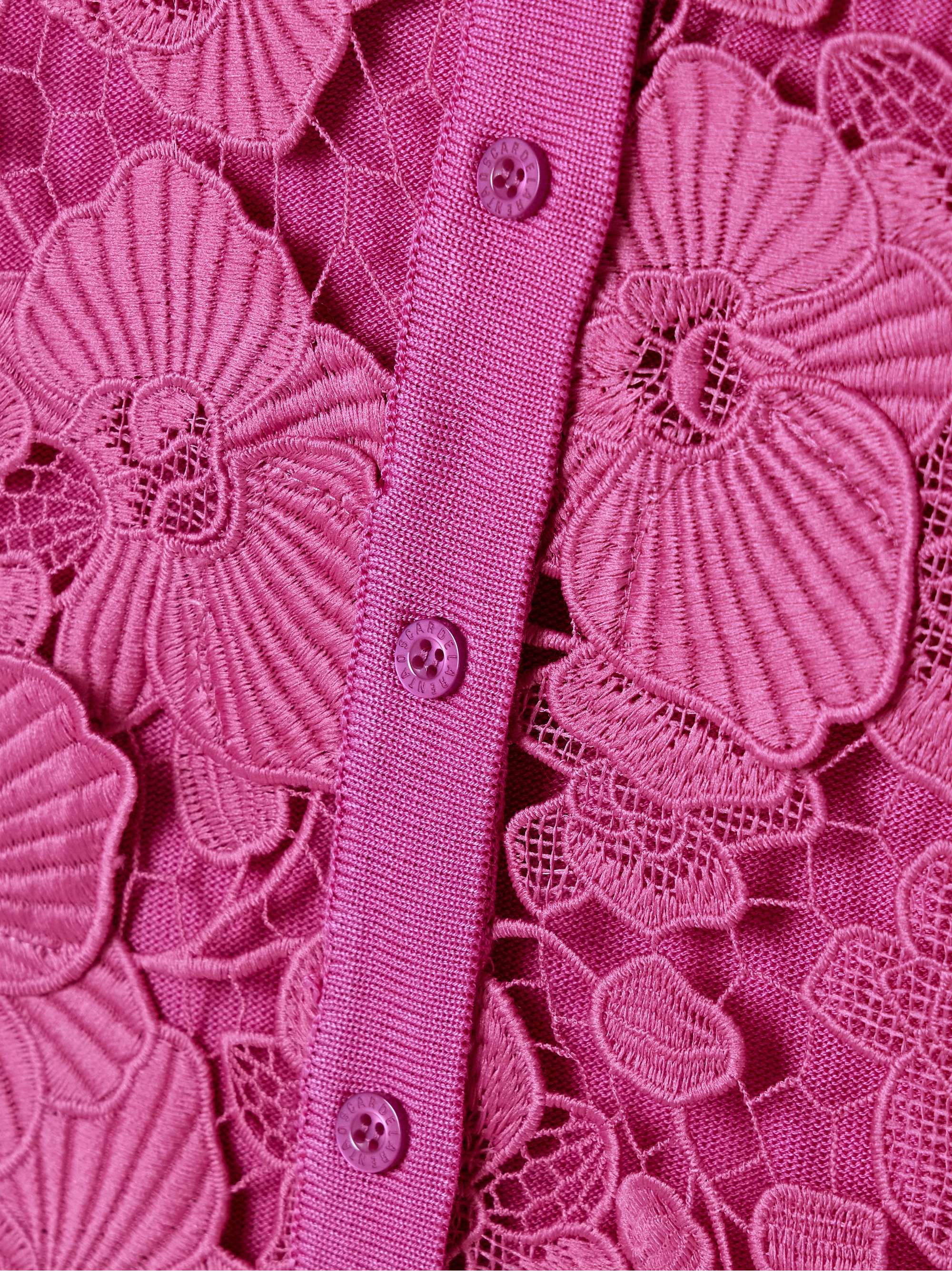 Guipure lace-paneled silk-blend cardigan view