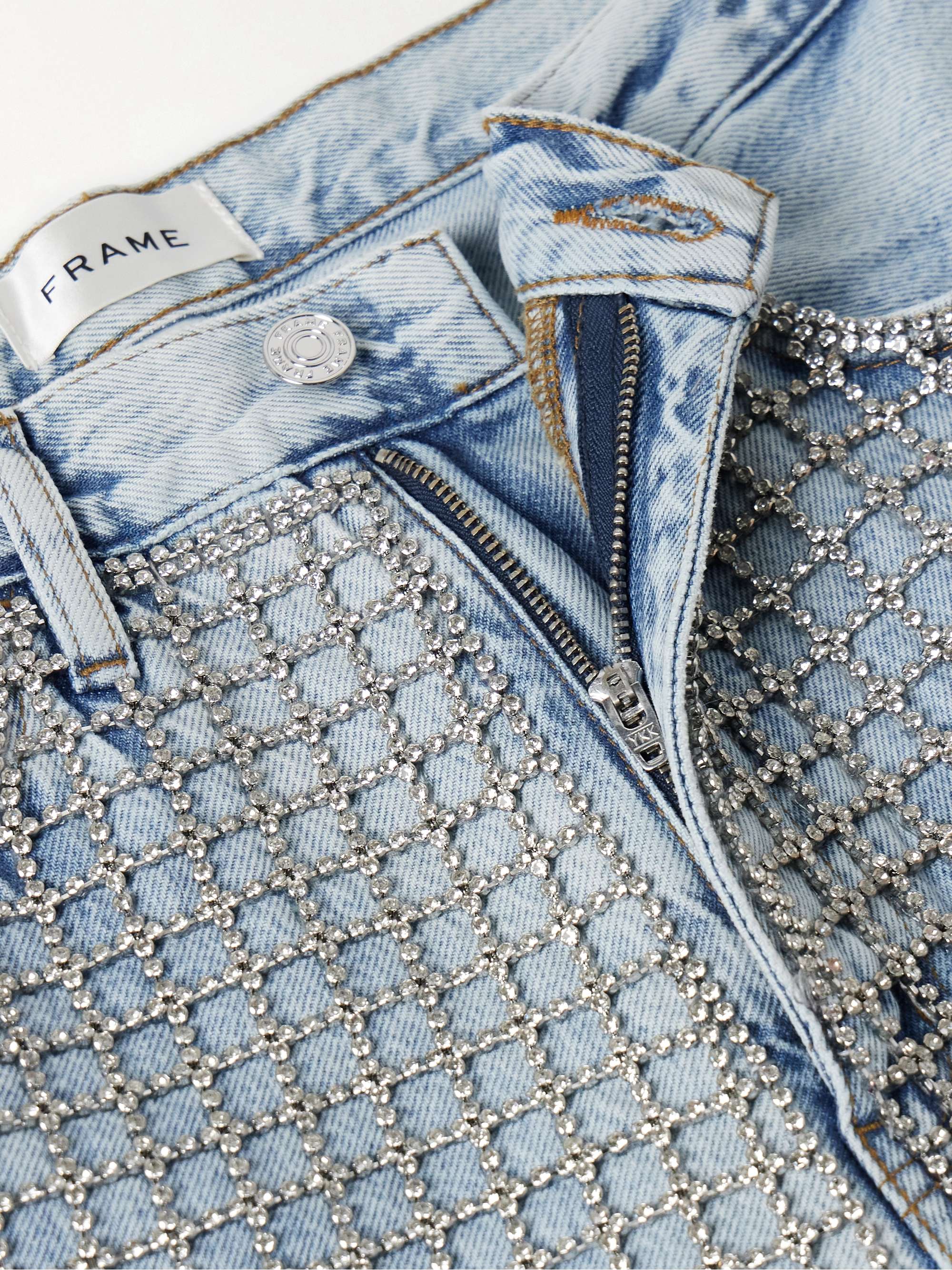 The Showgirl crystal-embellished high-rise straight-leg jeans view