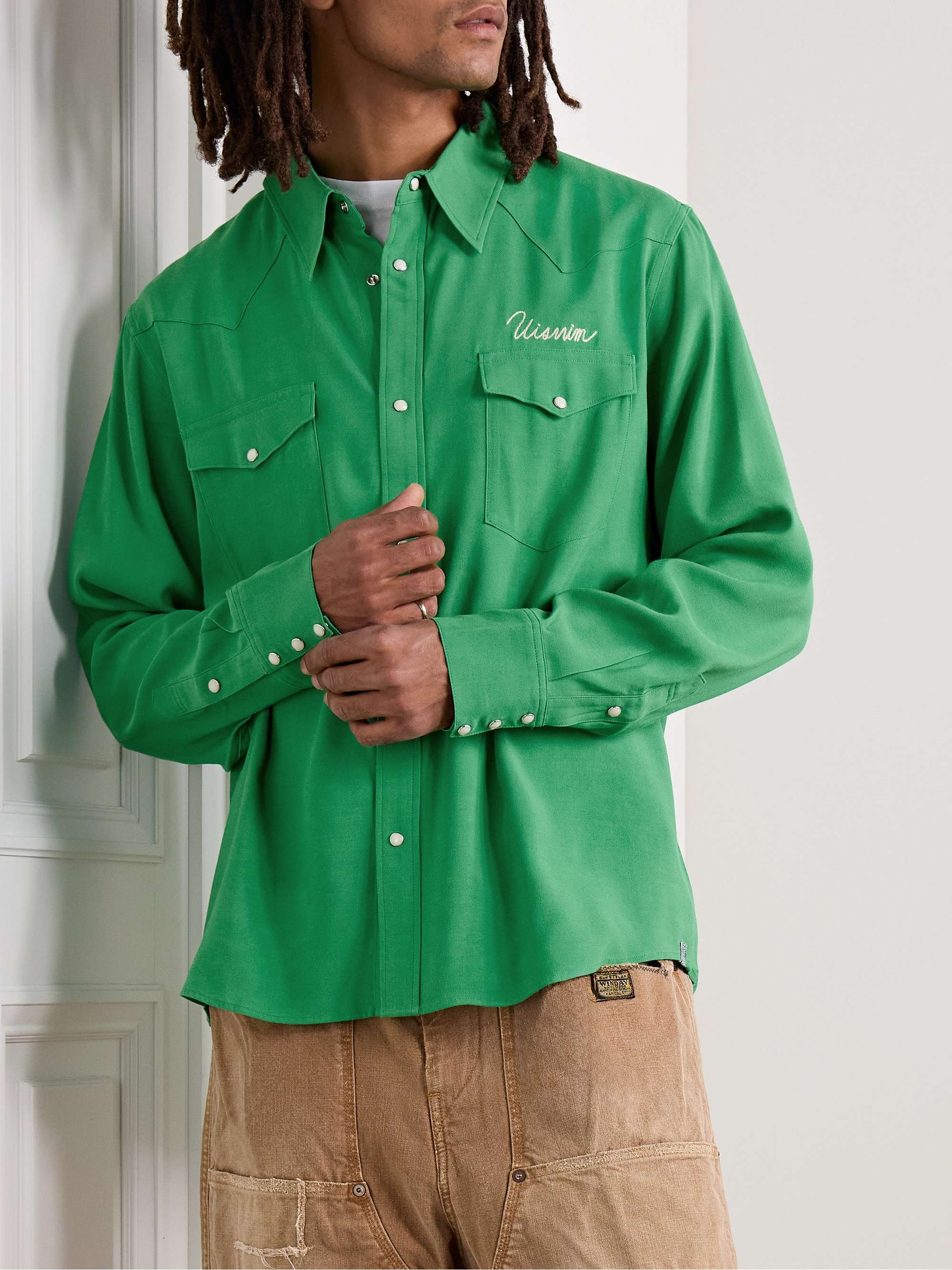 Logo-Embroidered Woven Western Shirt view