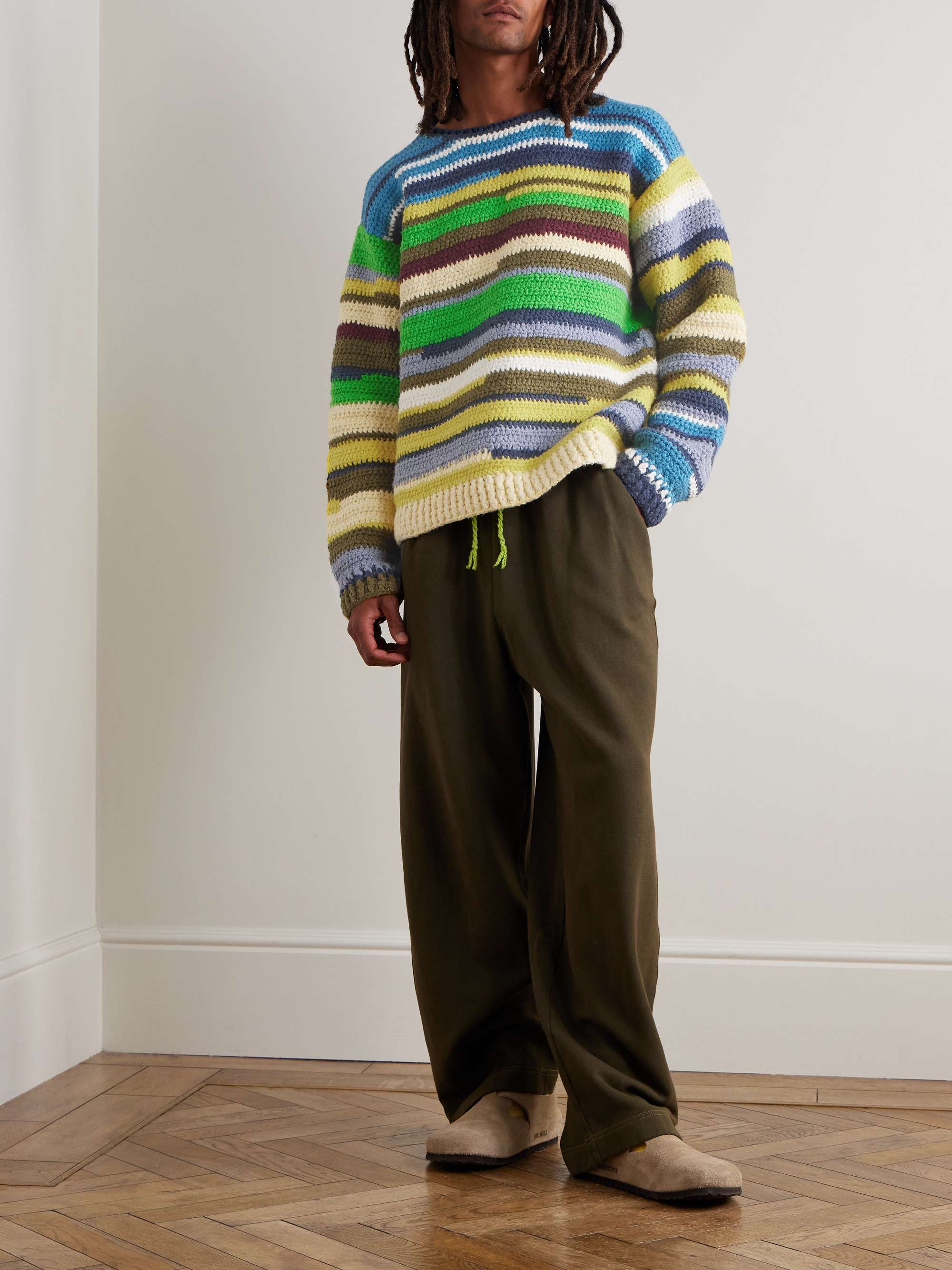Striped Crocheted Organic Cotton Sweater view