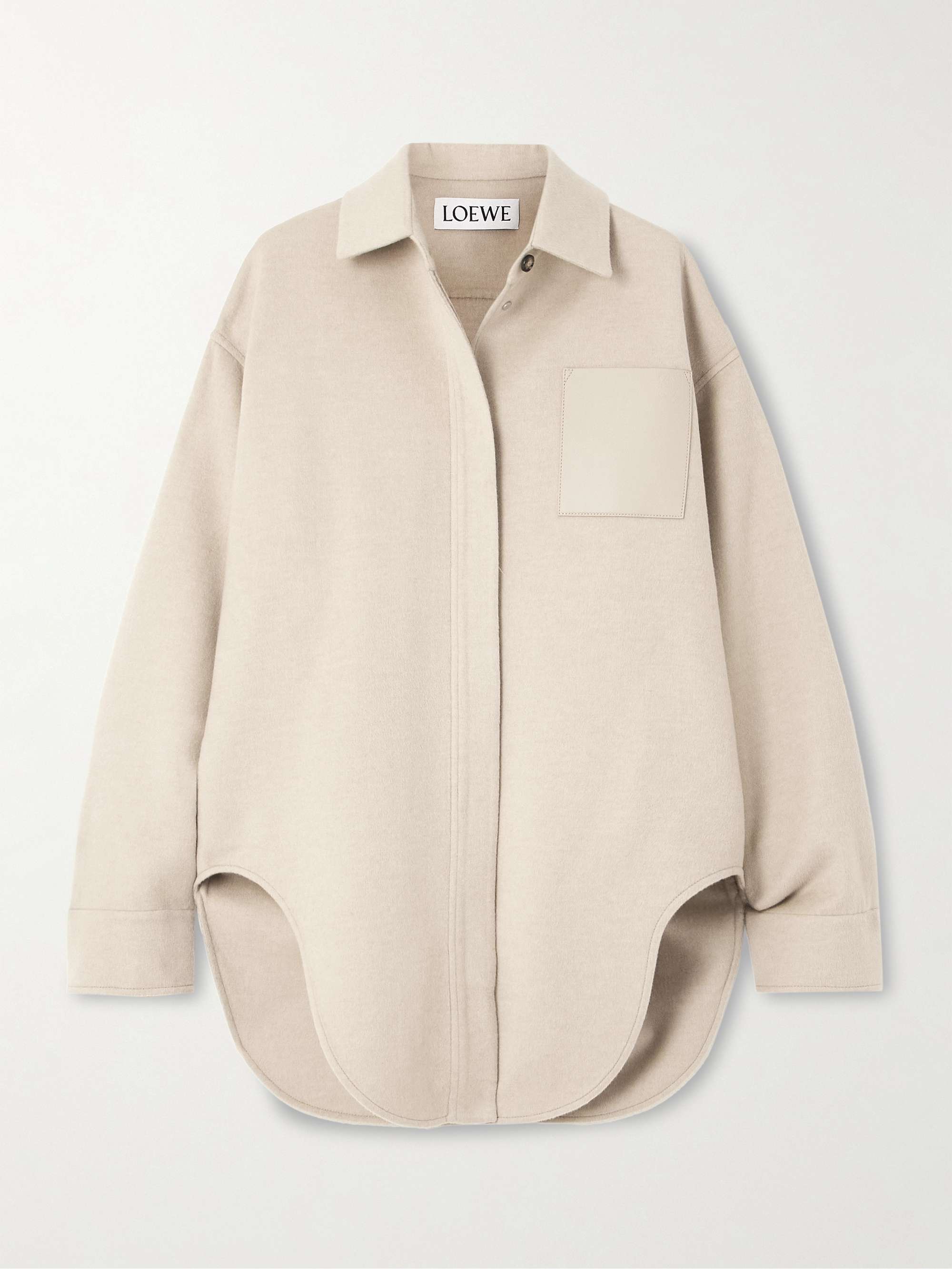 Leather-trimmed wool and cashmere-blend jacket view