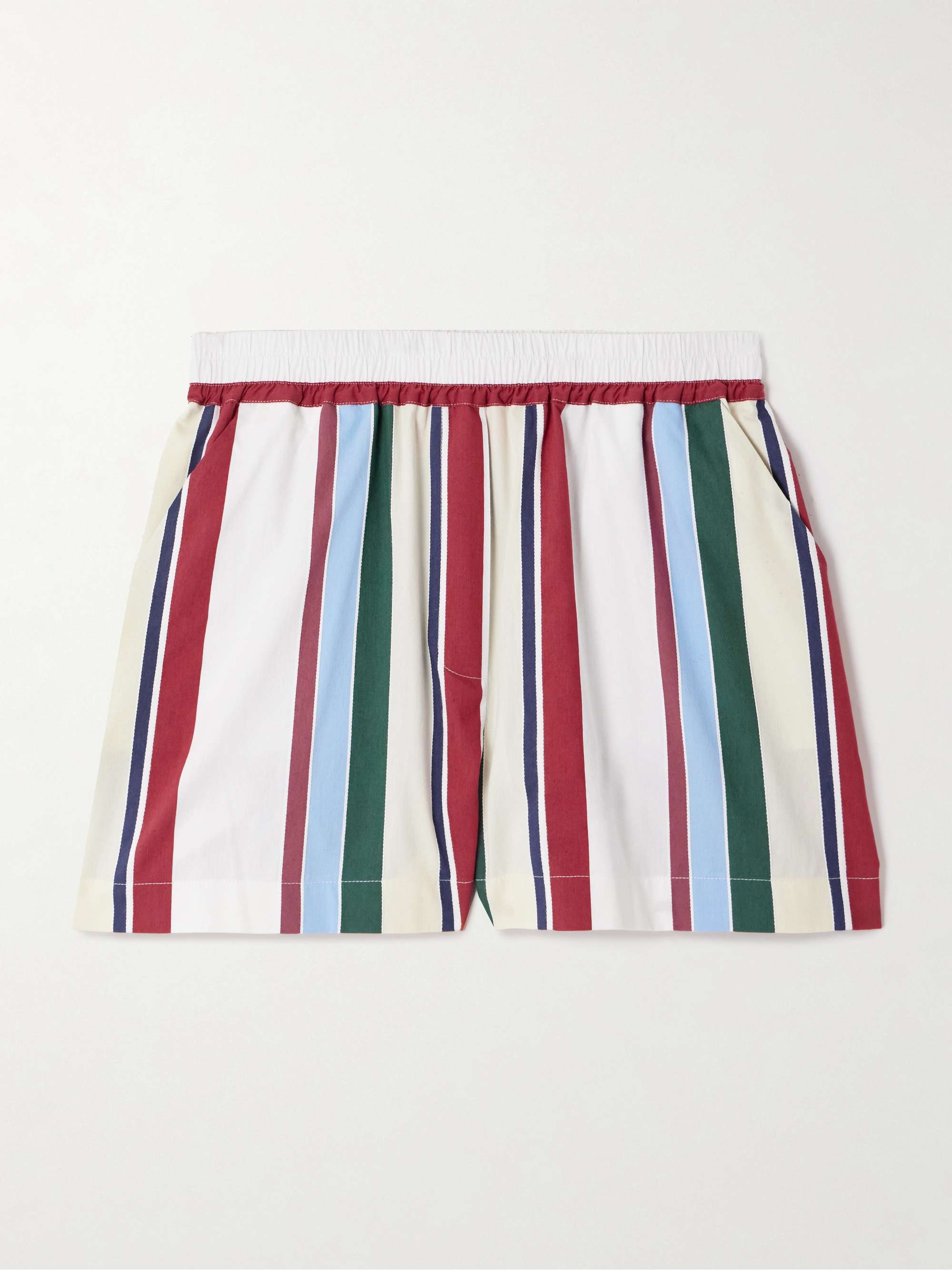 Striped cotton-blend poplin shorts view