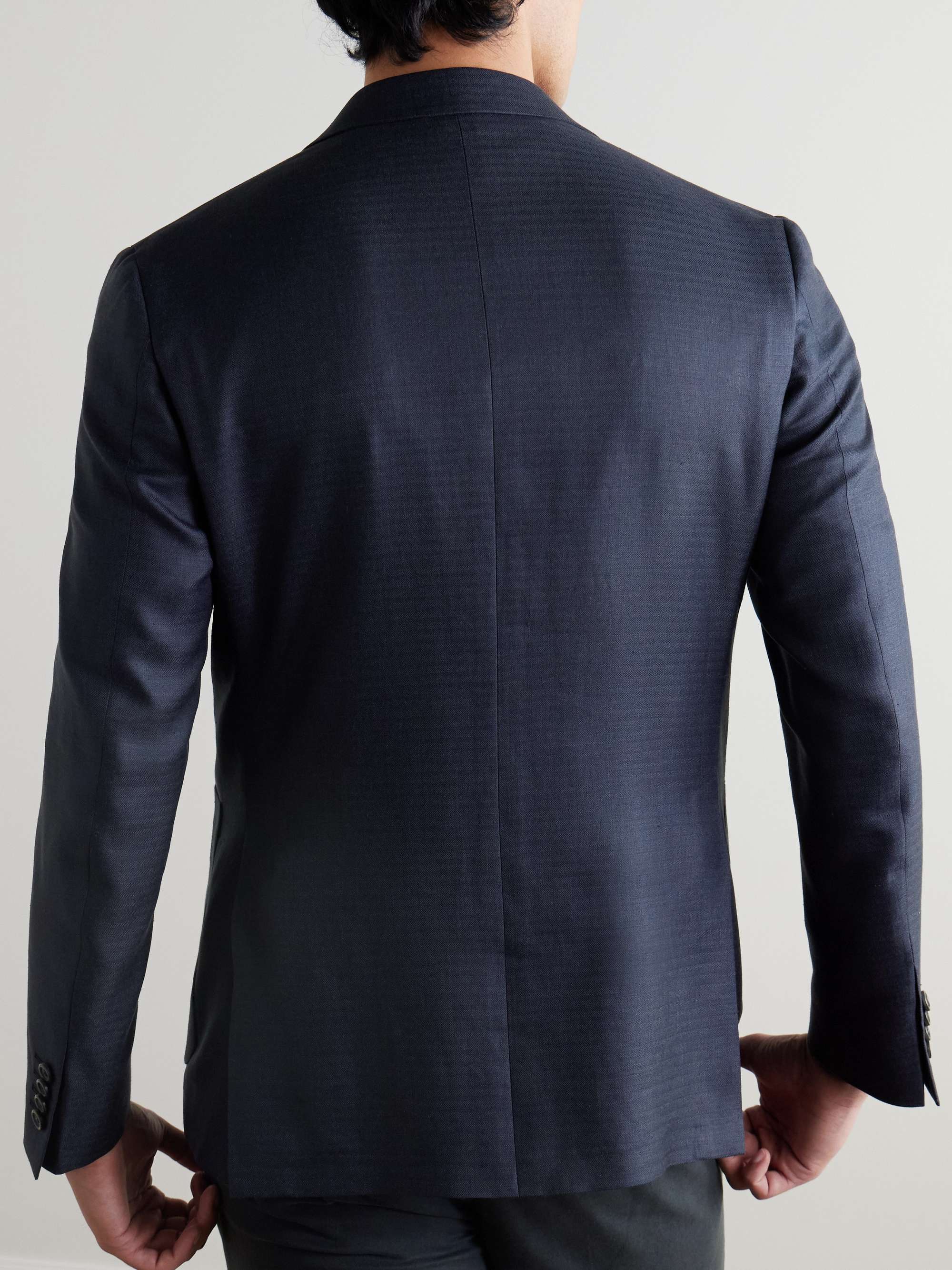 Unstructured Wool, Silk and Linen-Blend Blazer view