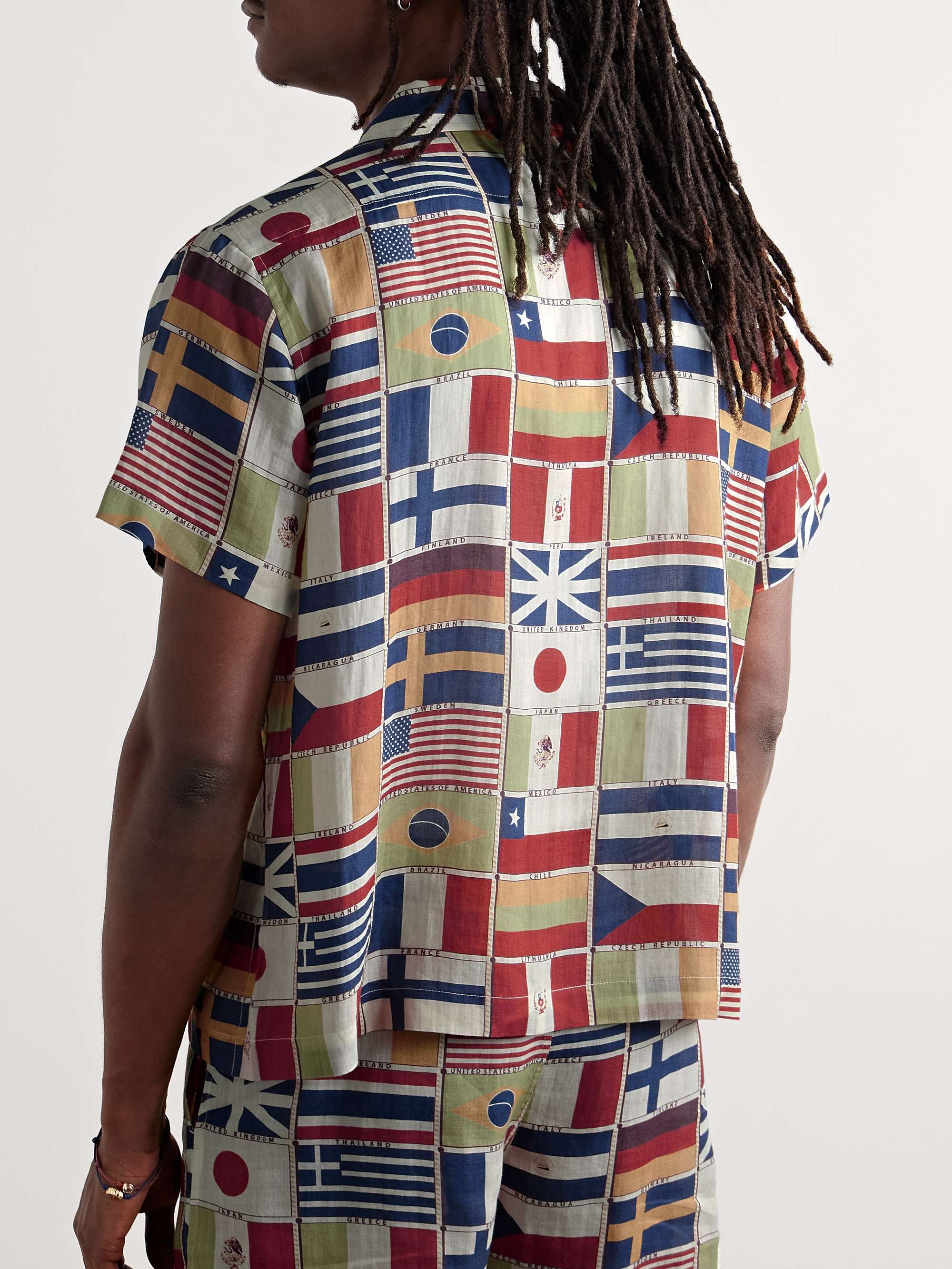 International Camp-Collar Printed Linen Shirt view
