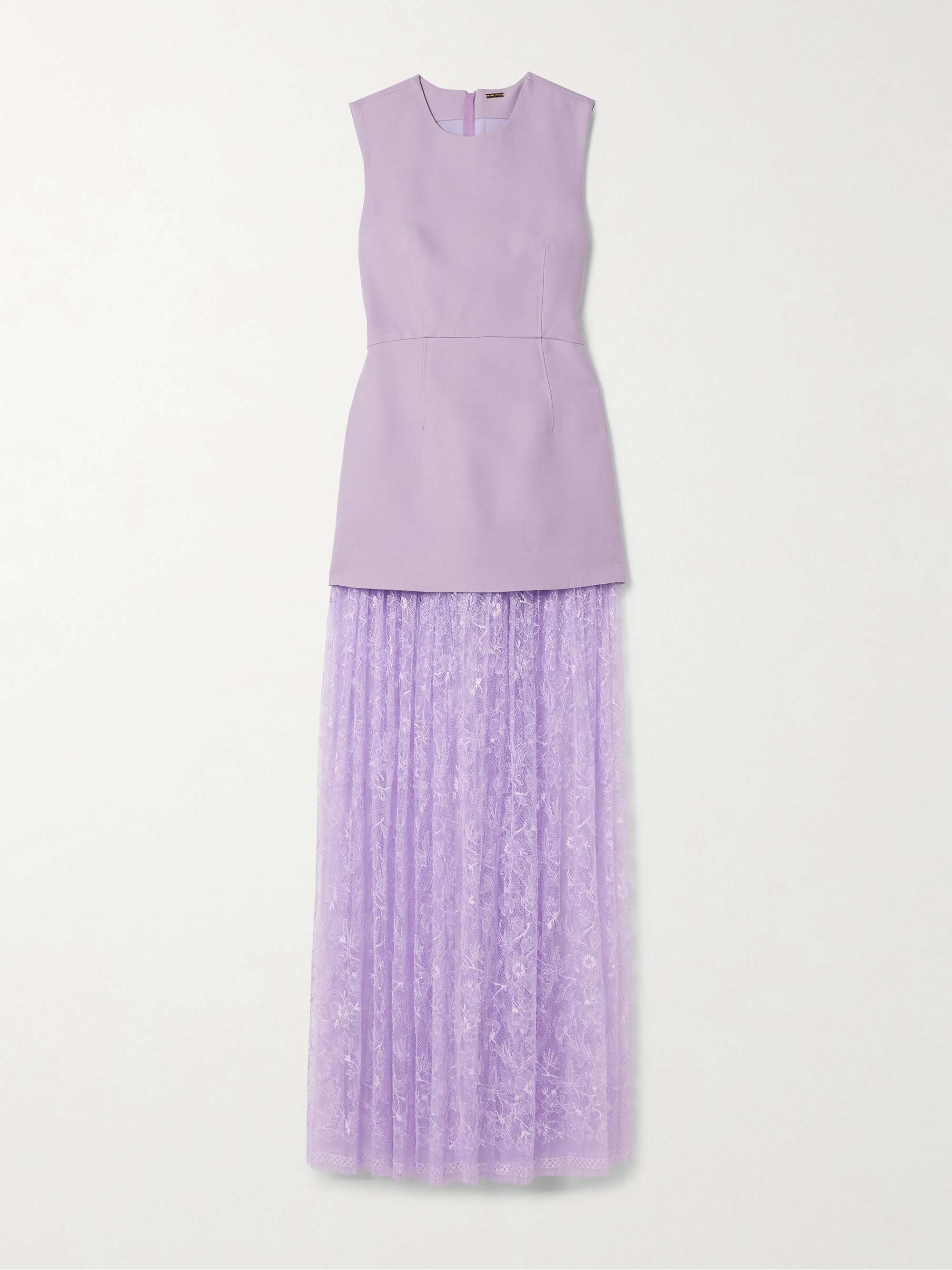 Odette layered wool and silk-blend and lace maxi dress view