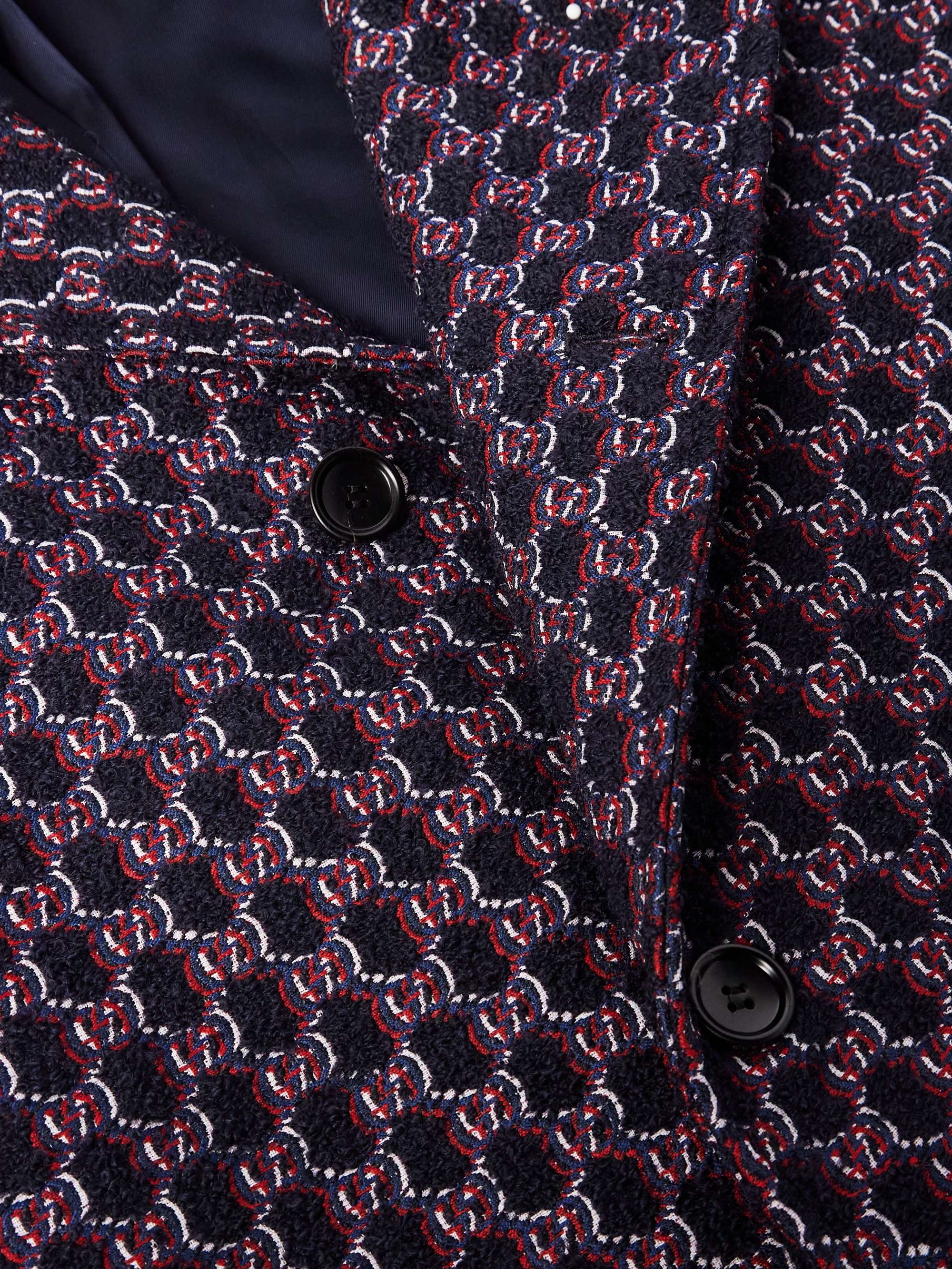 Belted Logo-Embroidered Wool-Blend Bouclé Coat view