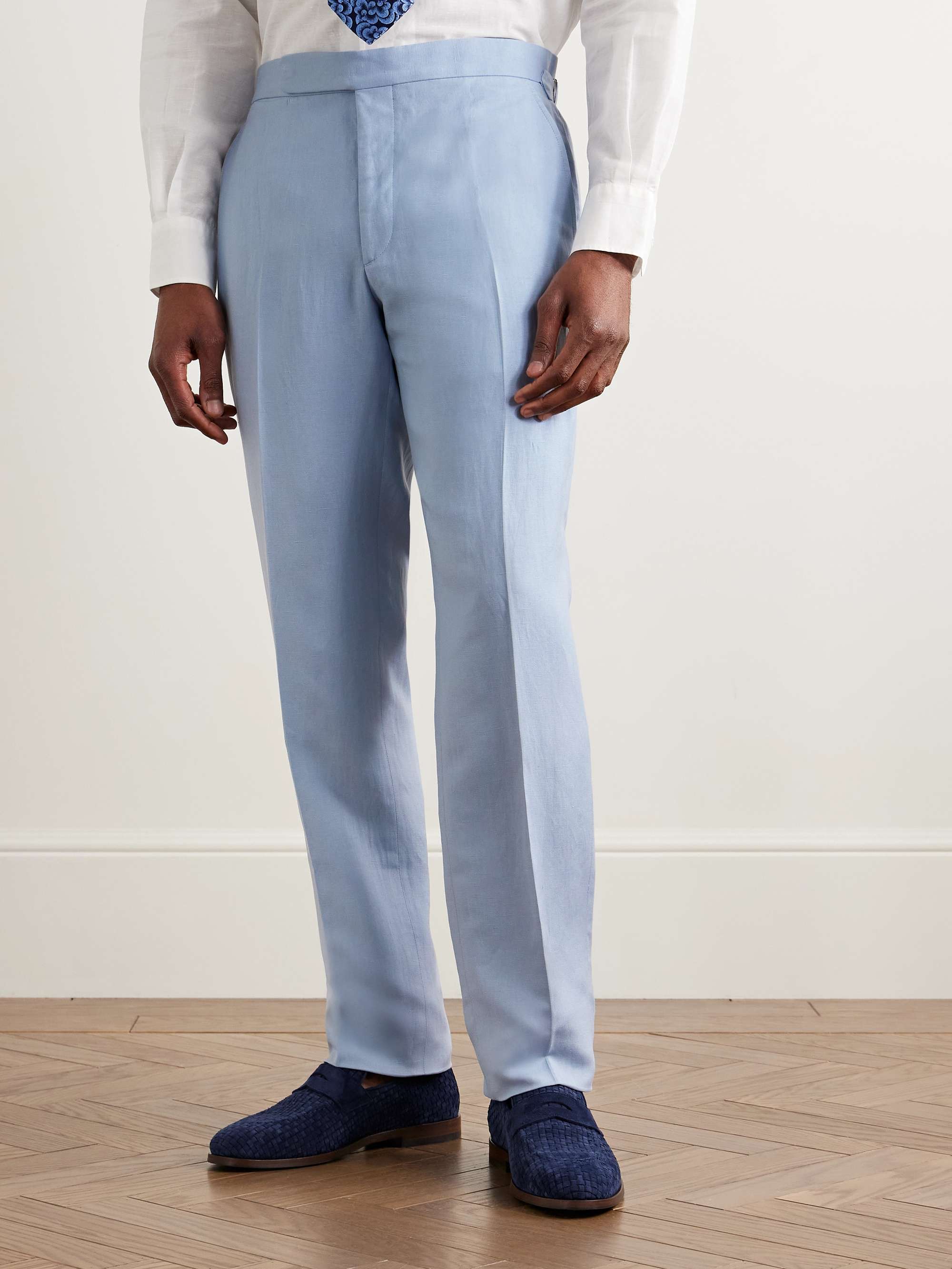 Gregory Straight-Leg Silk and Linen-Blend Suit Trousers view