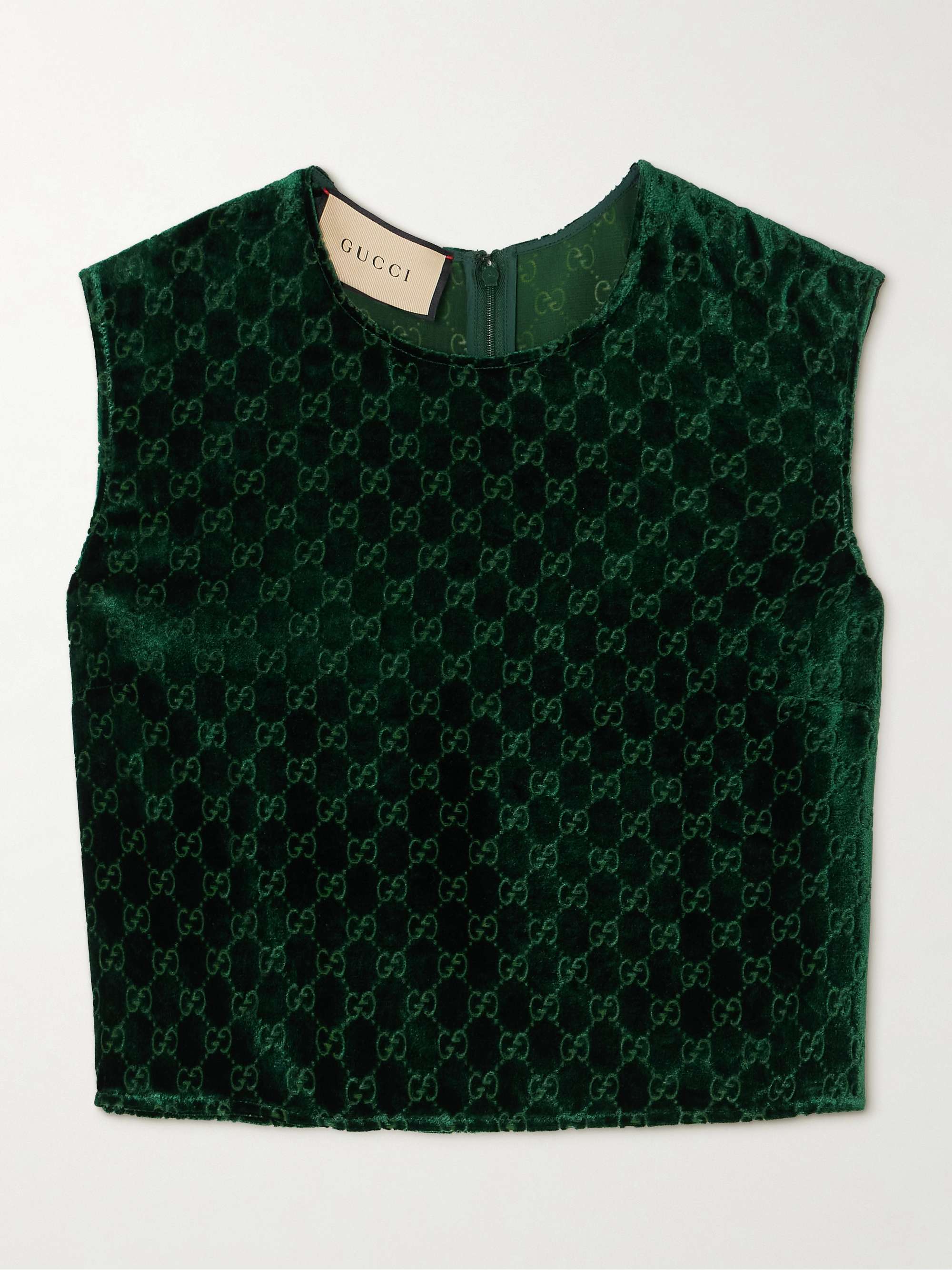 Cropped devoré-velvet top view