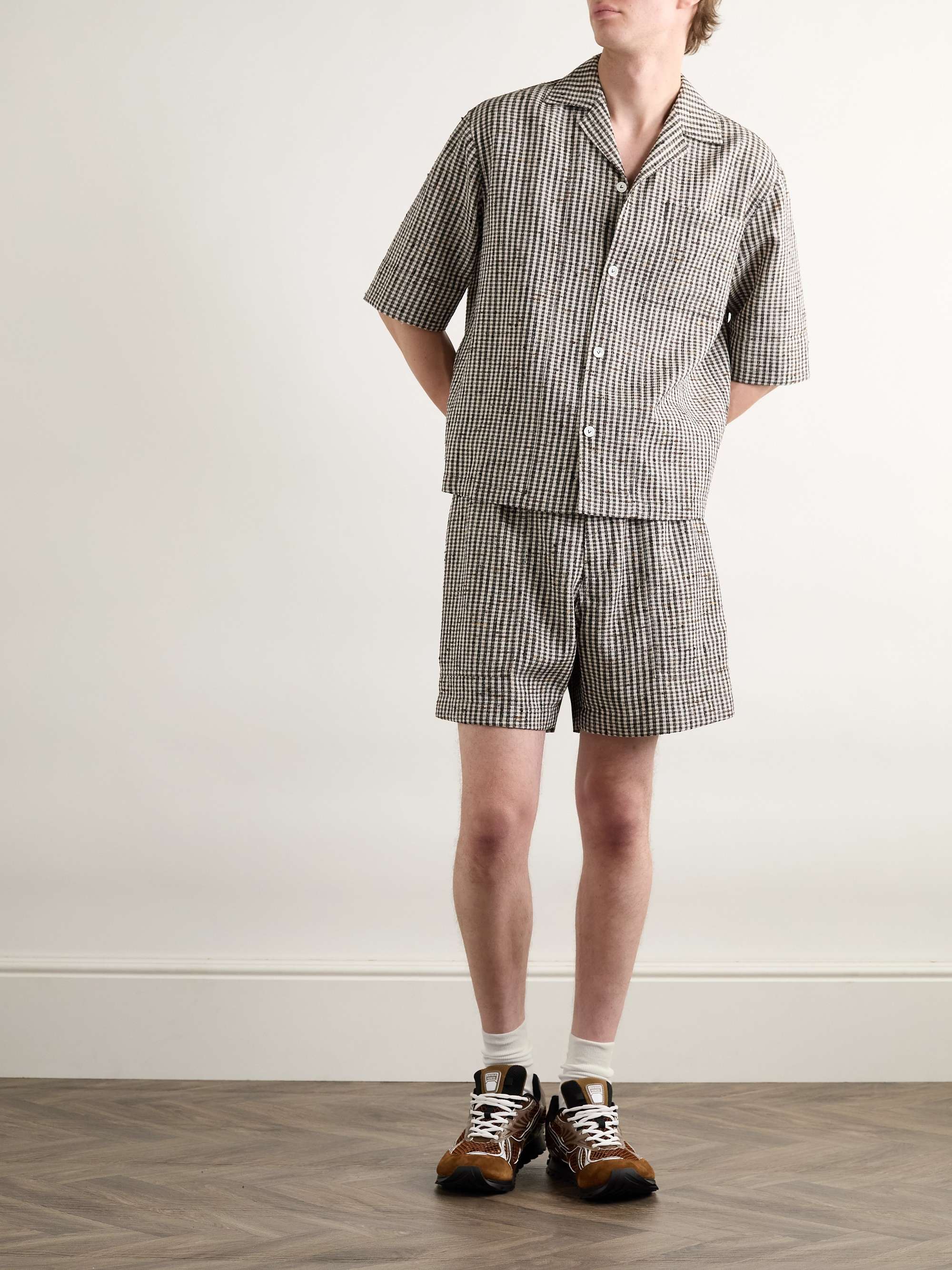Camp-Collar Checked Woven Shirt view