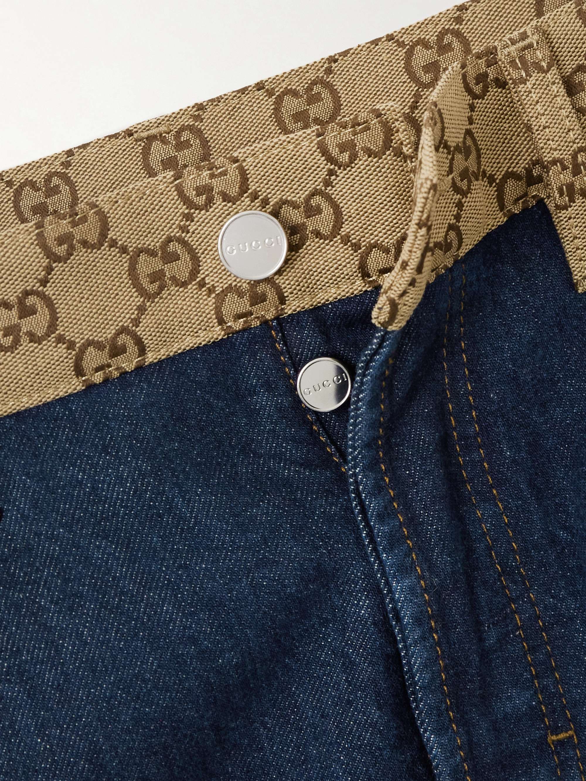 Canvas jacquard-trimmed boyfriend jeans view