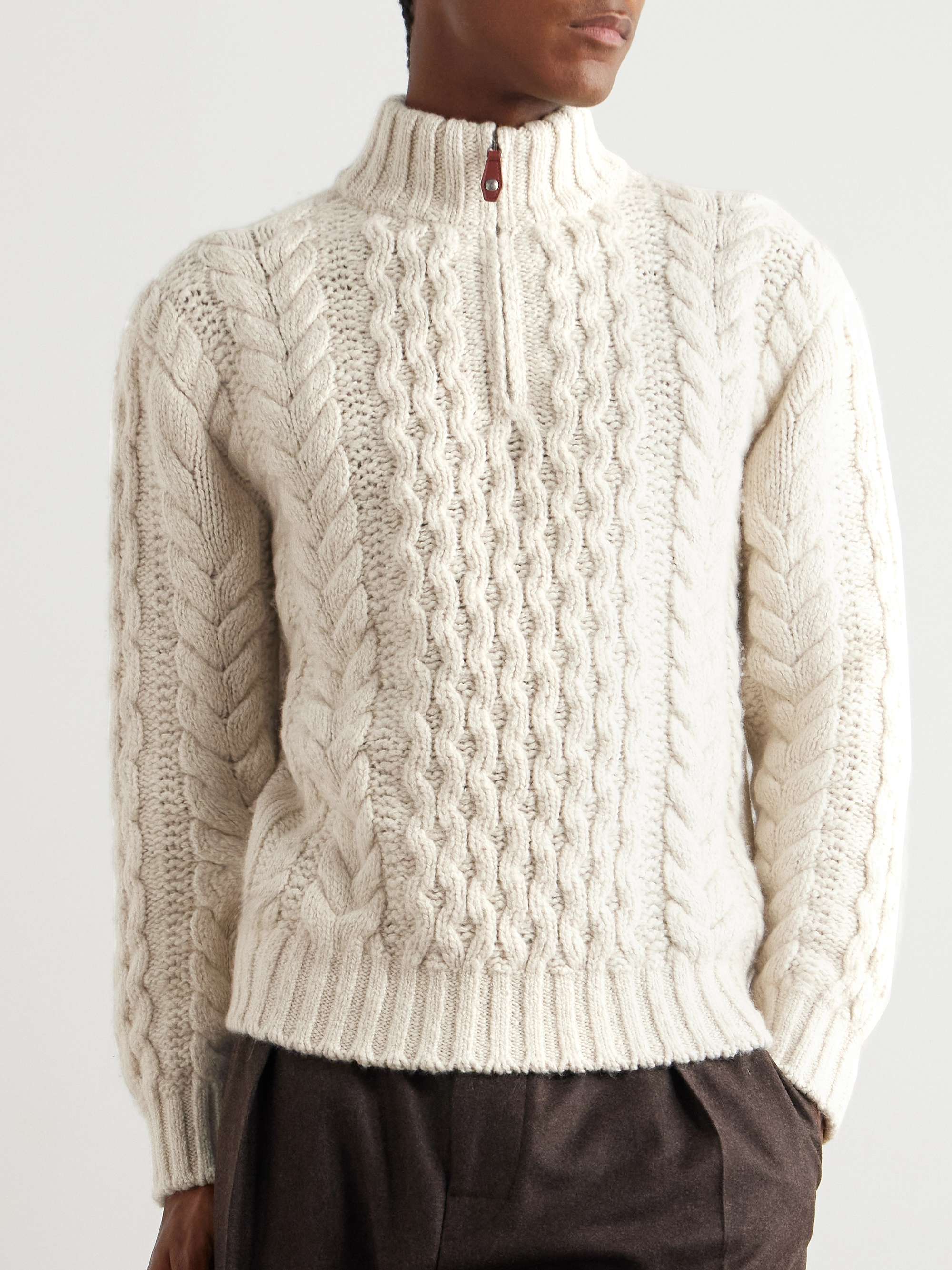 Valduggia Cable-Knit Cashmere Half-Zip Sweater view