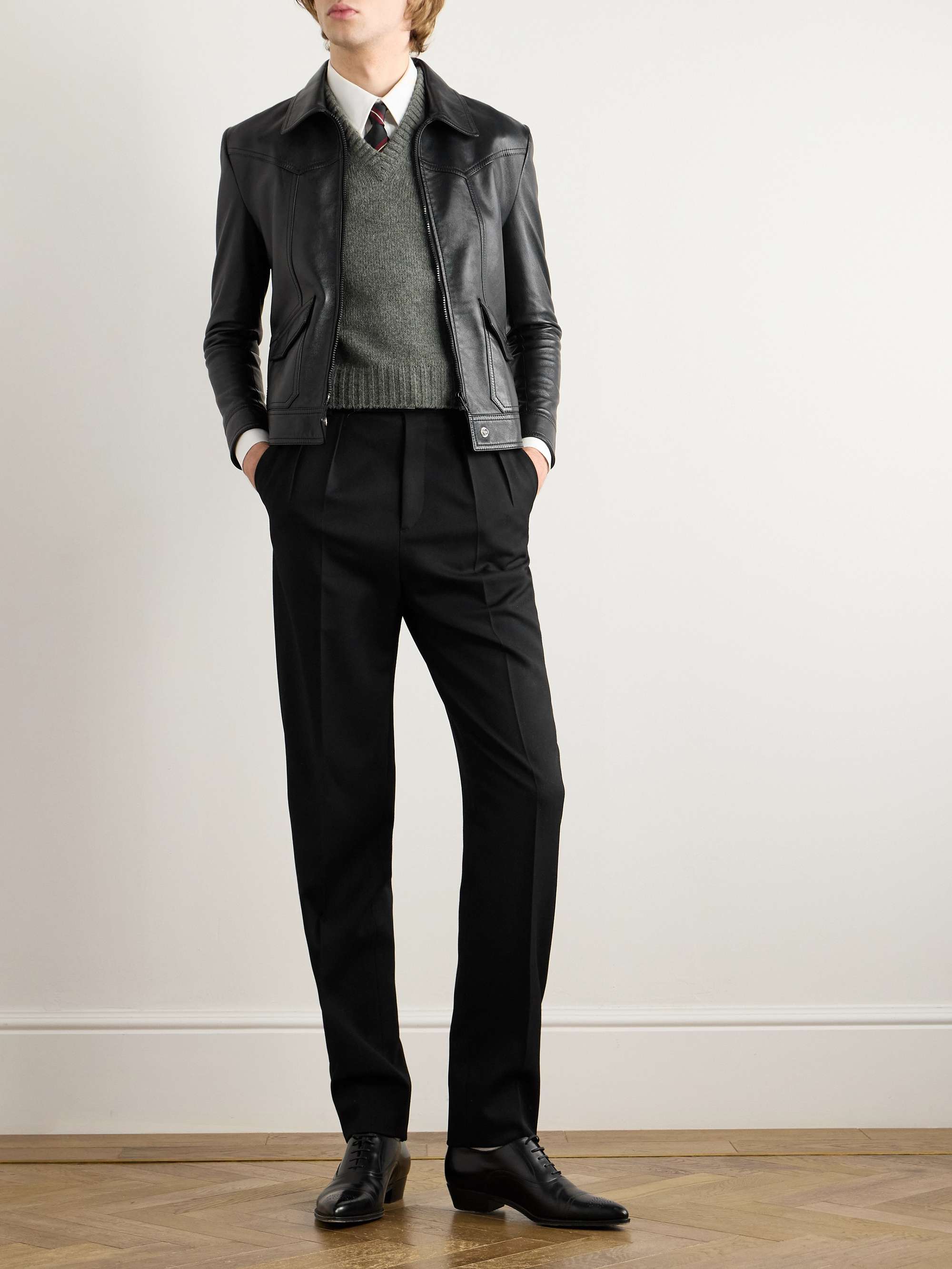 Panelled Leather Jacket view
