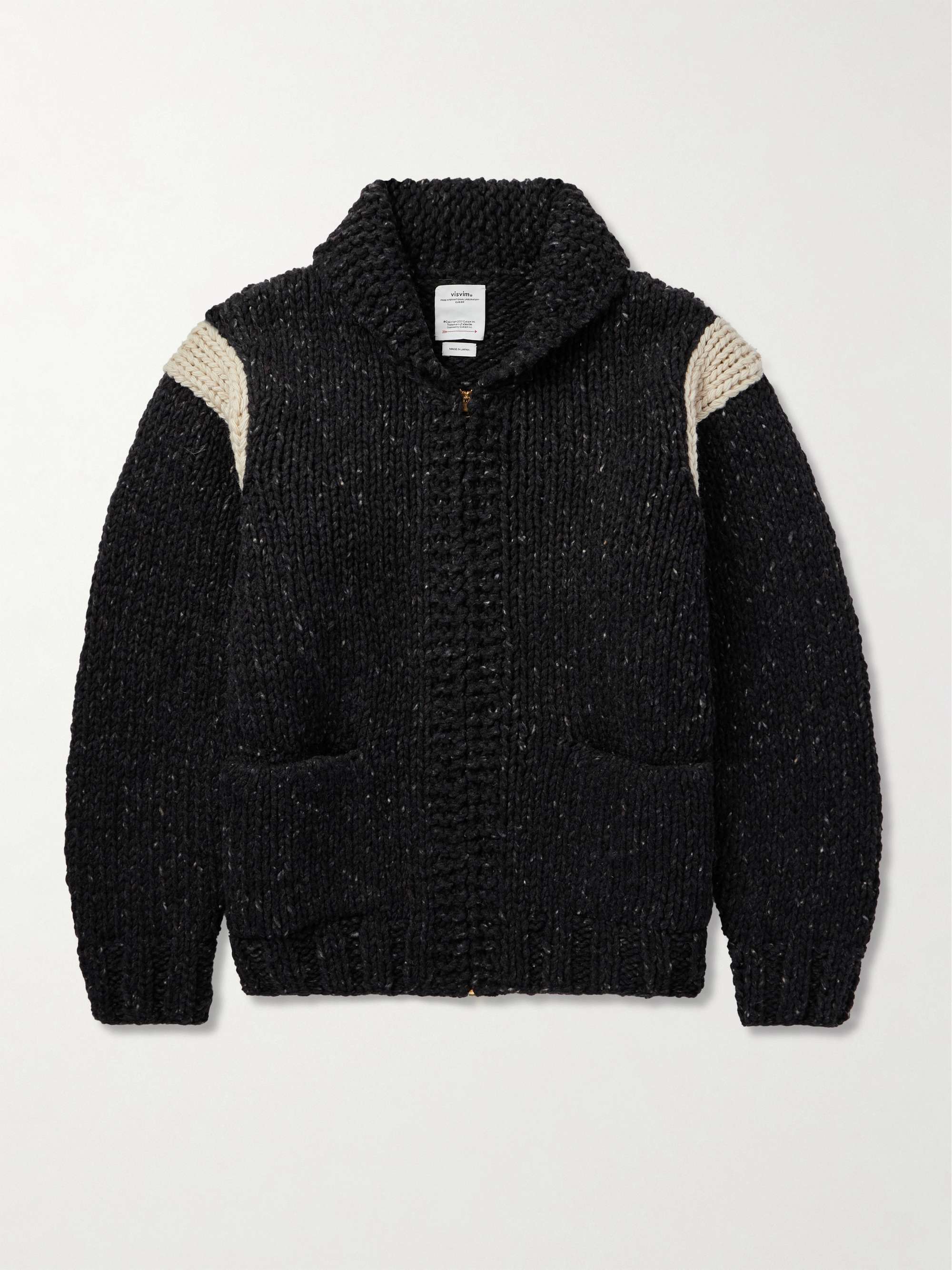 Shaw-Collar Wool Zip-Up Cardigan view