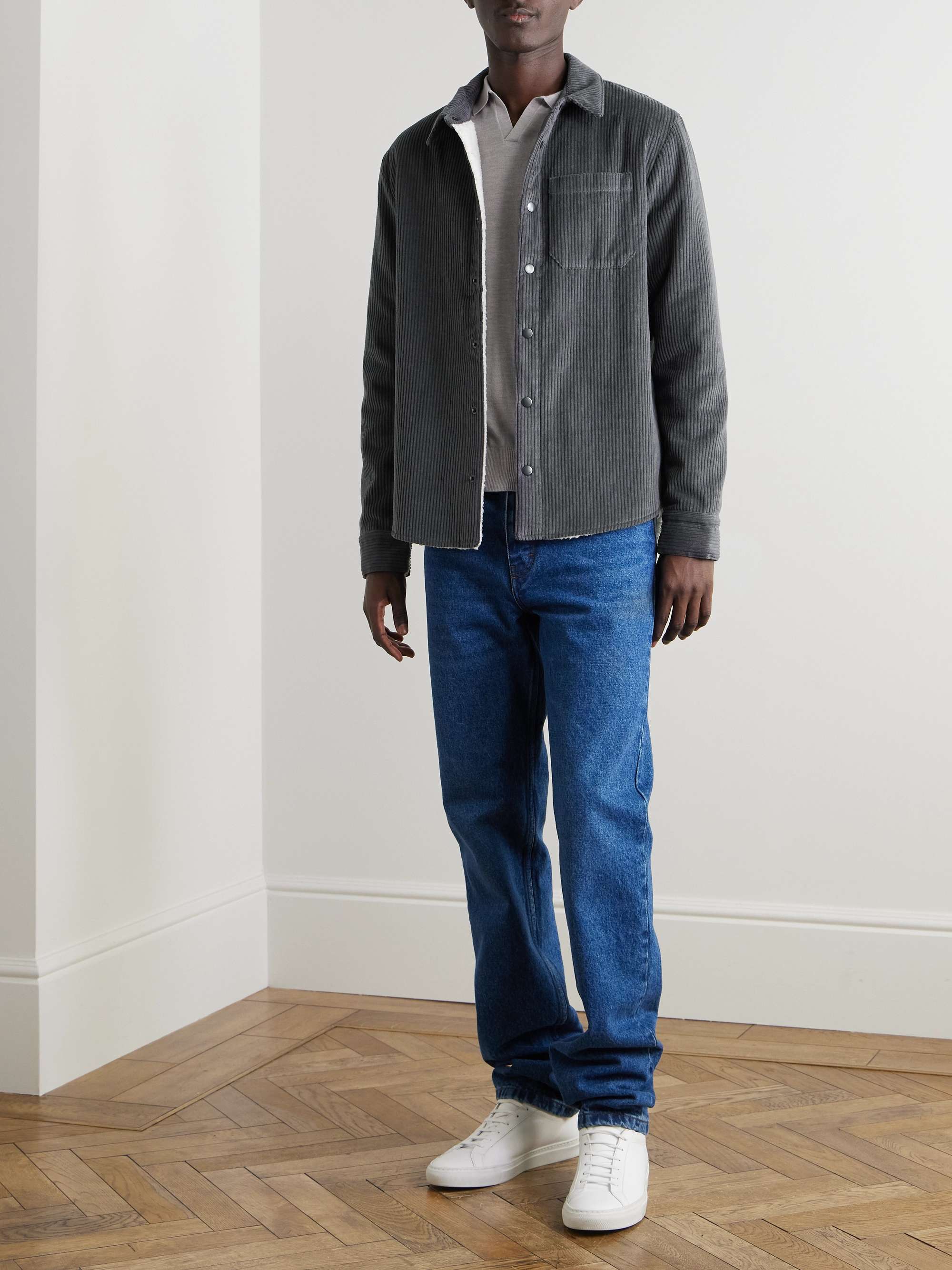 Fleece-Lined Cotton and Wool-Blend Corduroy Jacket view