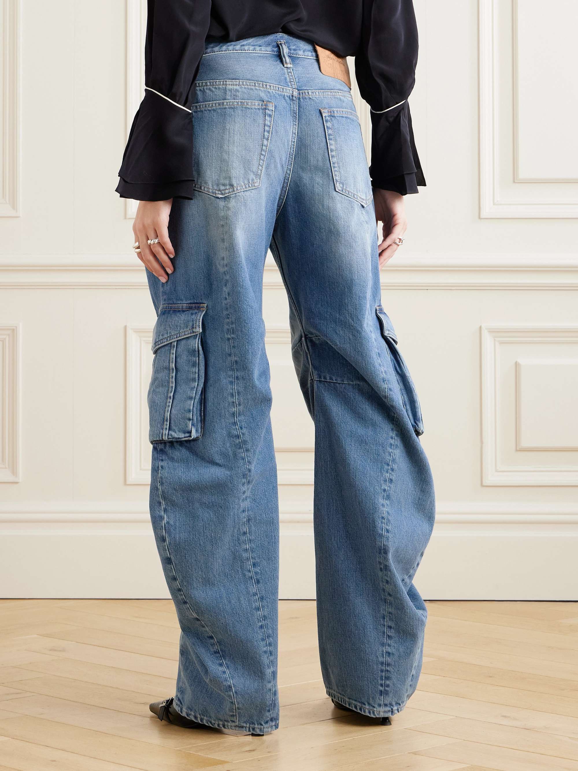 High-rise barrel-leg cargo jeans view