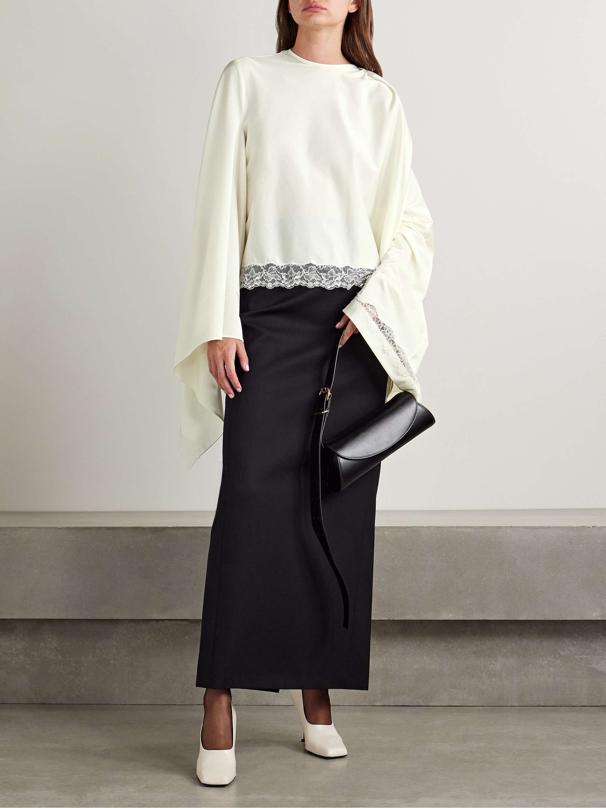 Lace-trimmed satin blouse view