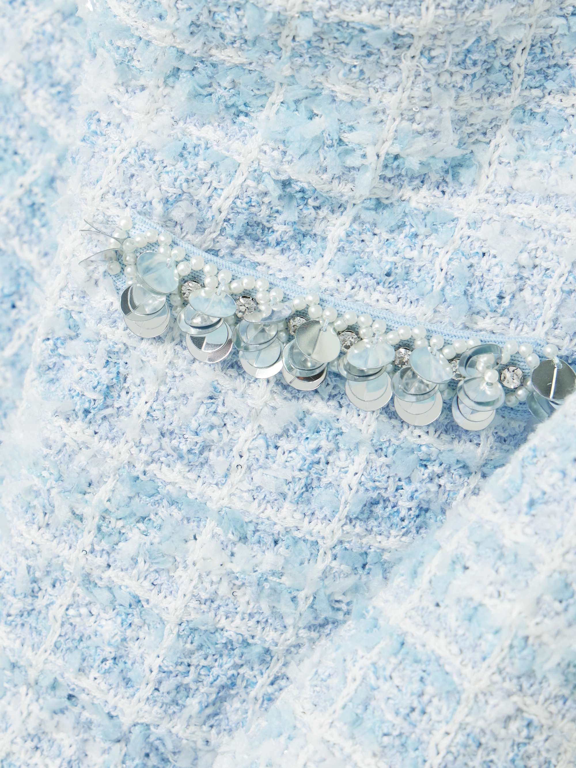 Embellished checked bouclé-tweed mini skirt view