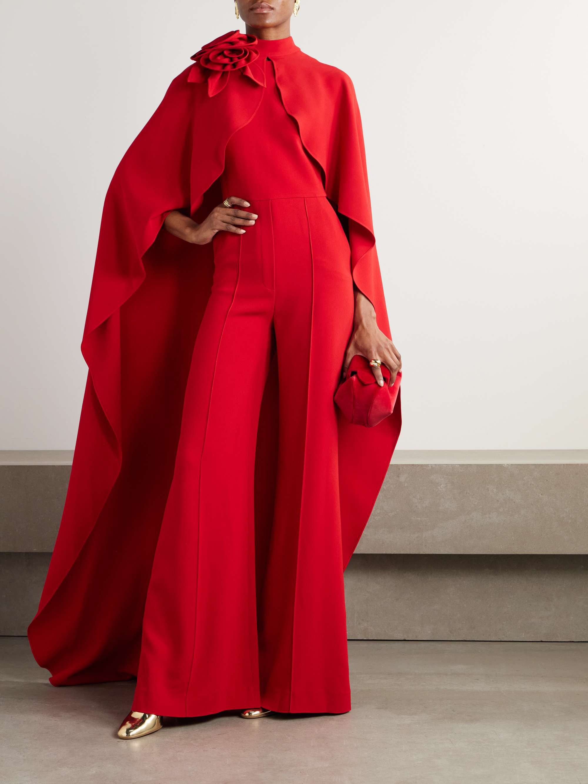 Appliquéd cape-effect cady jumpsuit view