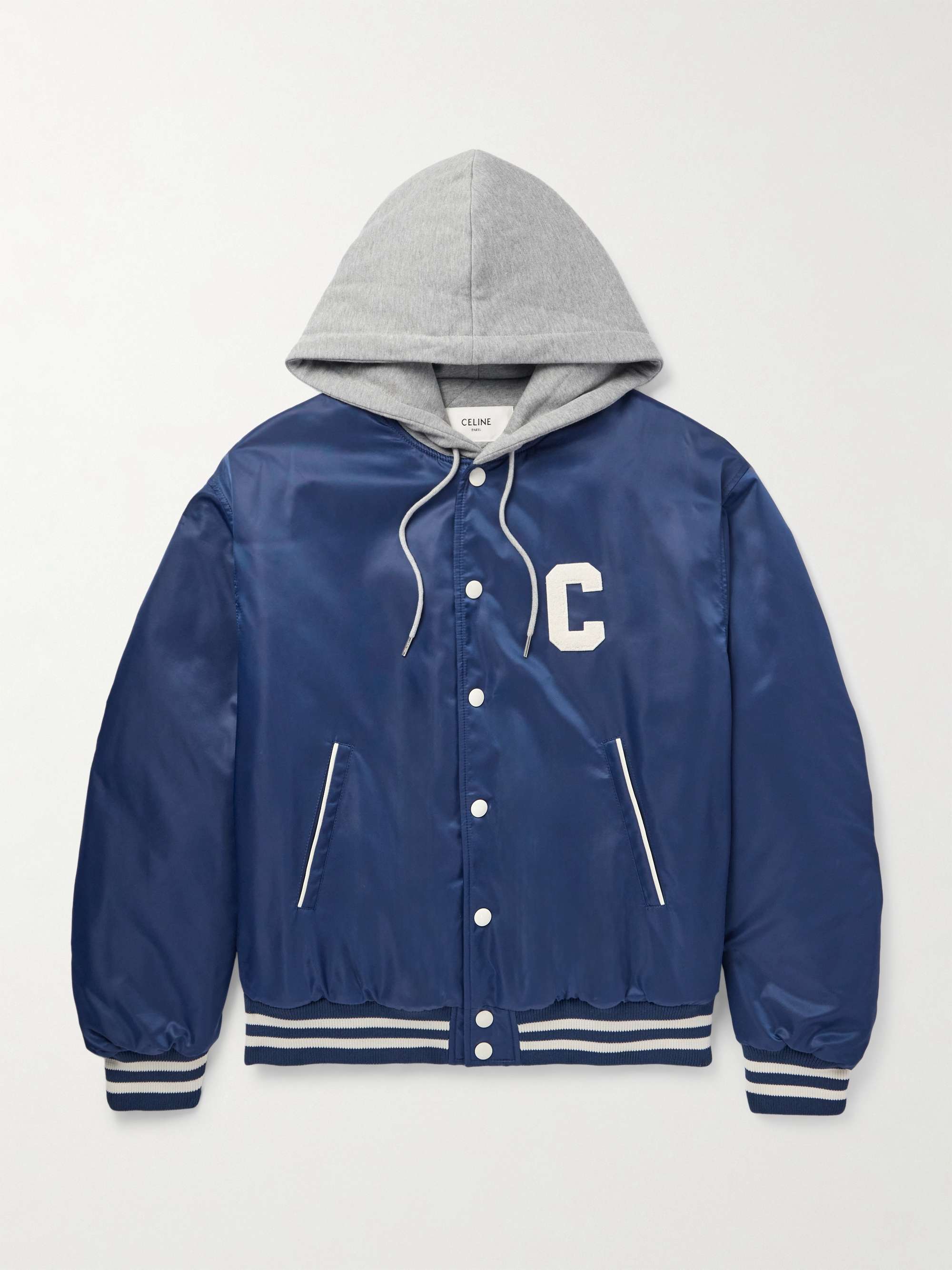 Teddy Logo-Appliquéd Cotton-Jersey and Shell Hooded Bomber Jacket view