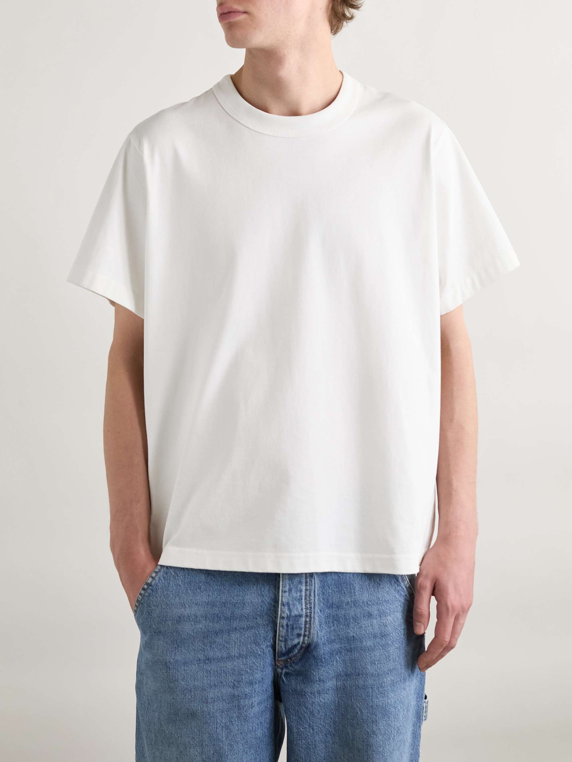Checked Panelled Cotton and Silk-Blend Jersey T-Shirt view