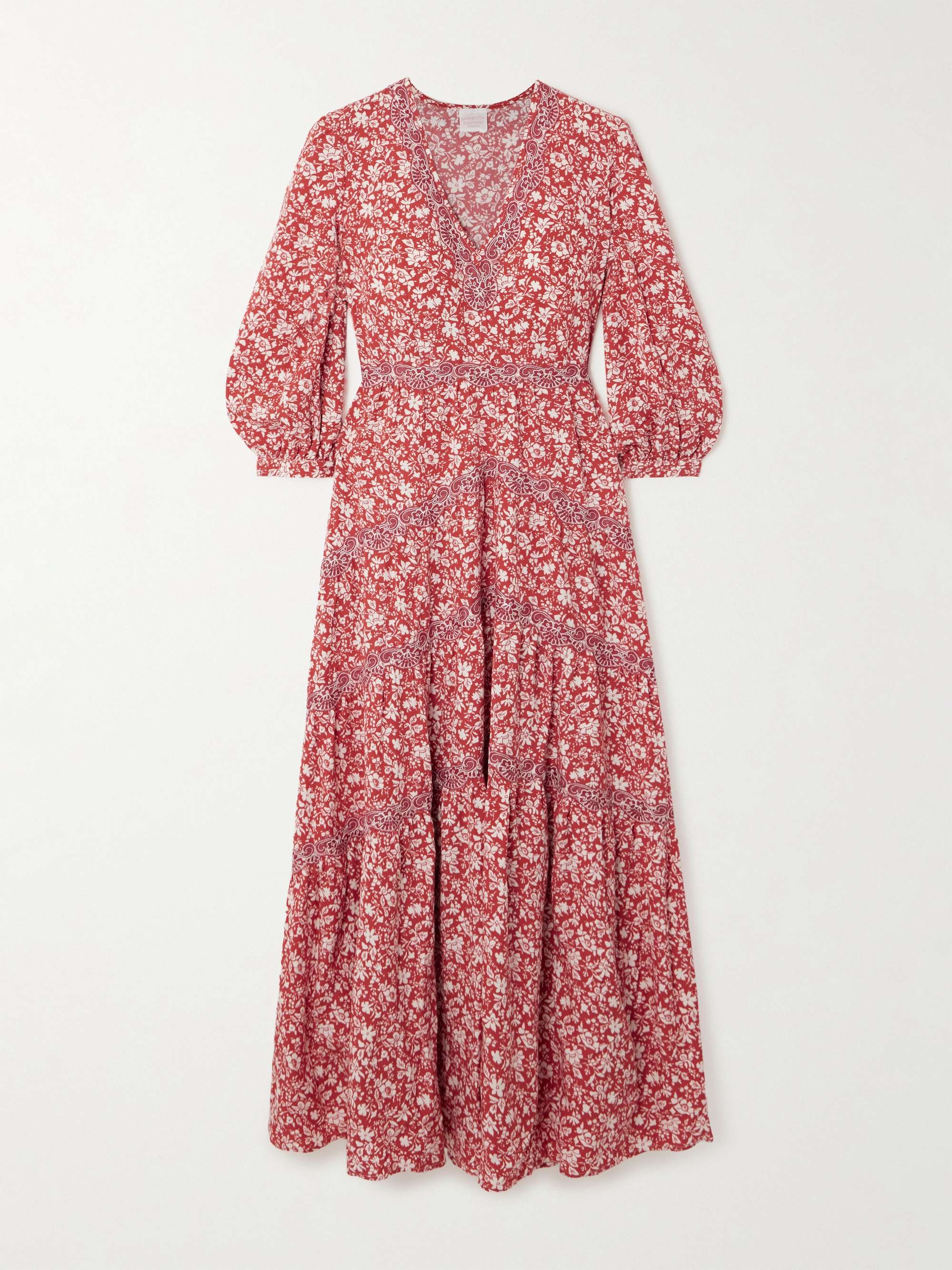 Pienza tiered lace-trimmed floral-print Lyocell midi dress view