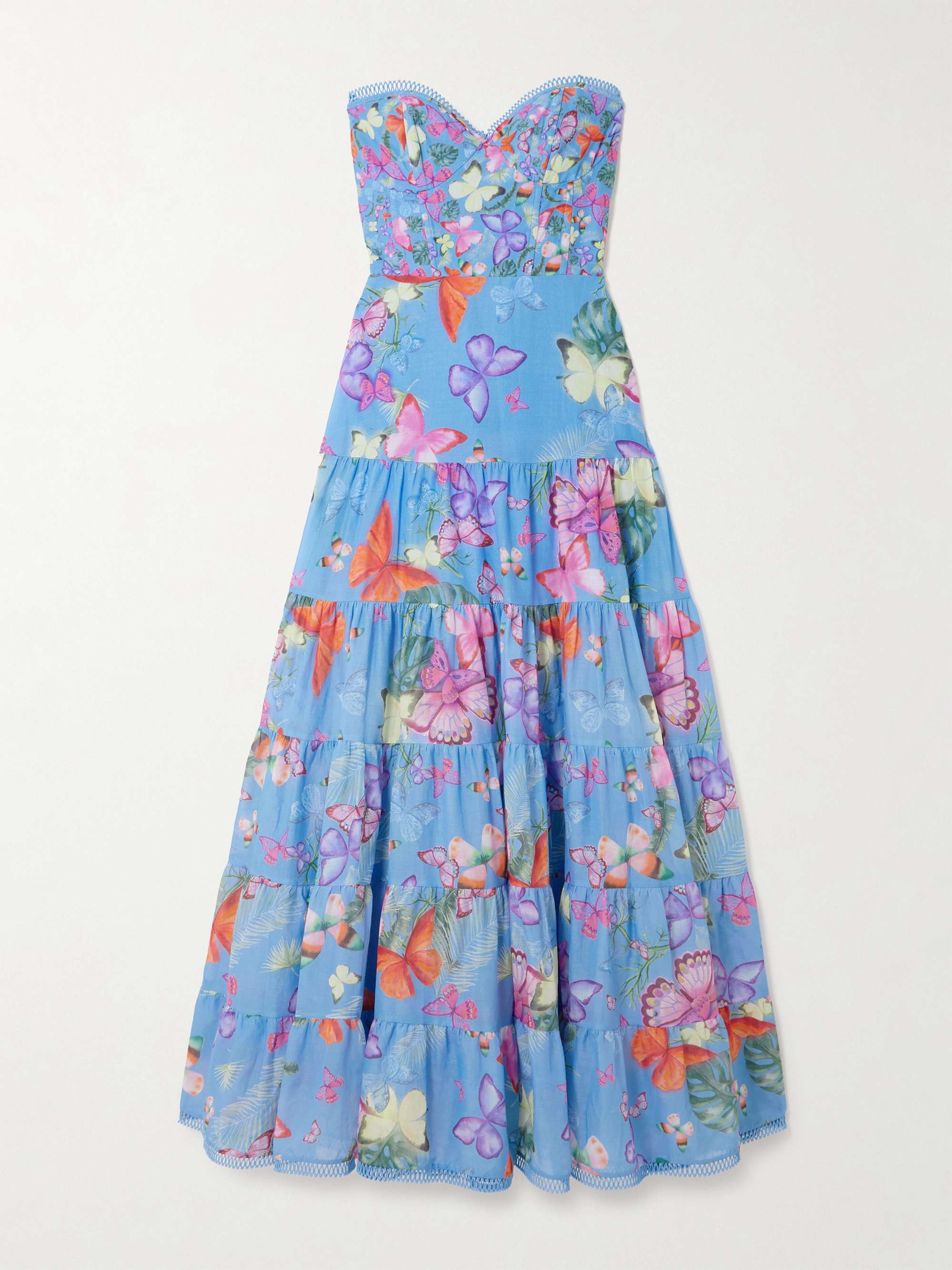 Danny strapless tiered printed cotton-blend maxi dress view