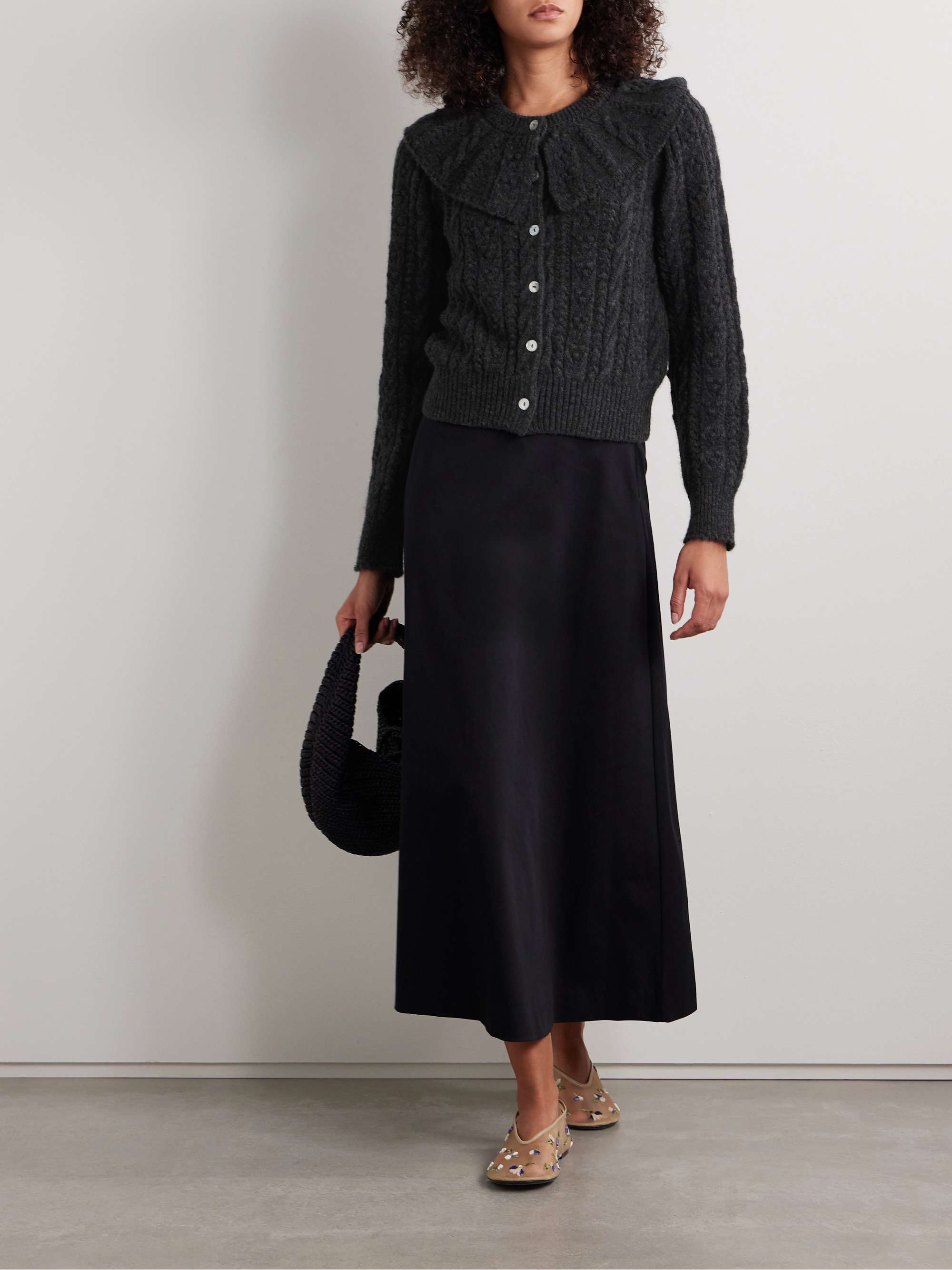 Nerina cable and pointelle-knit alpaca-blend cardigan view