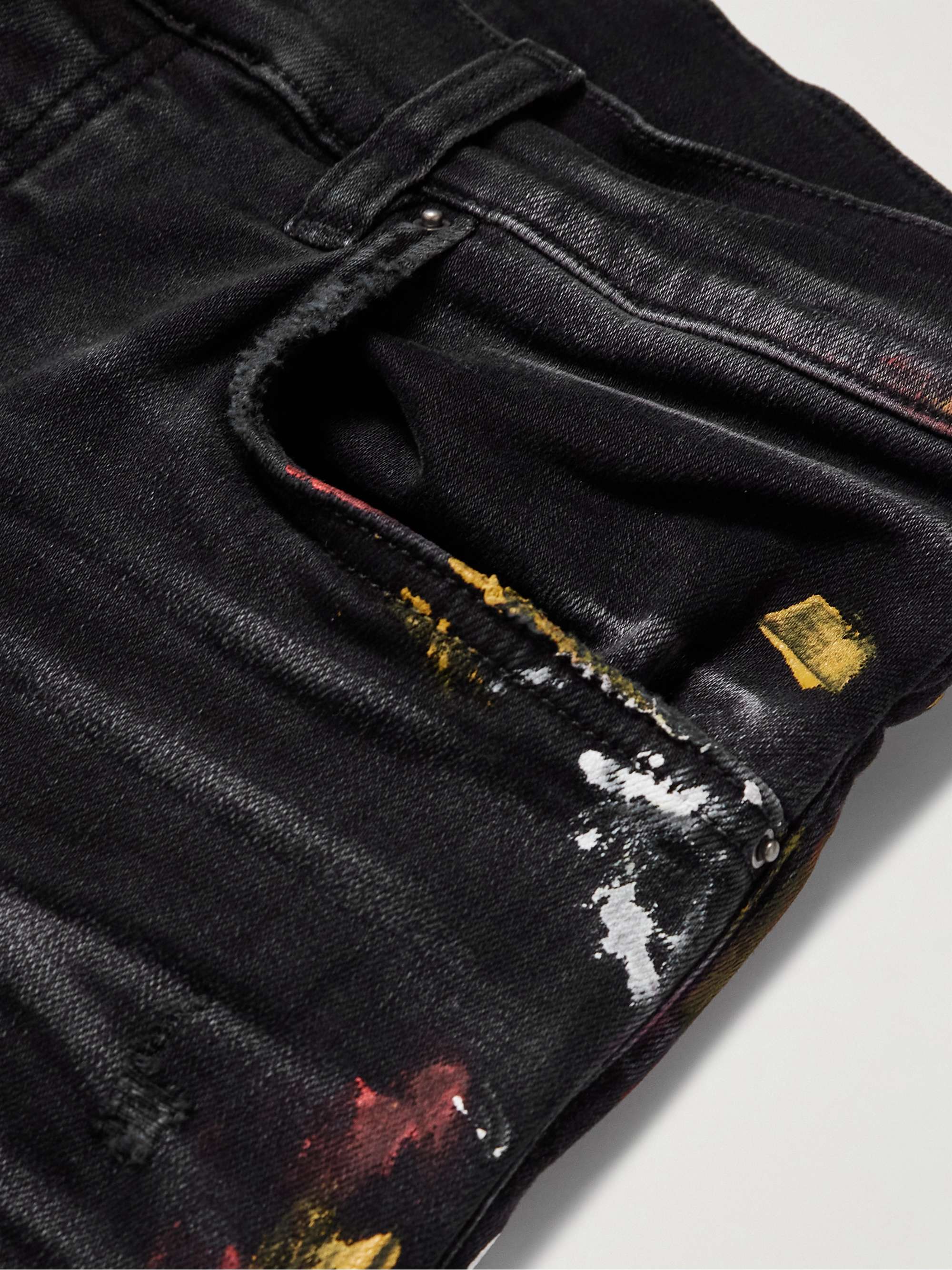 Skinny-Fit Paint-Splattered Jeans view